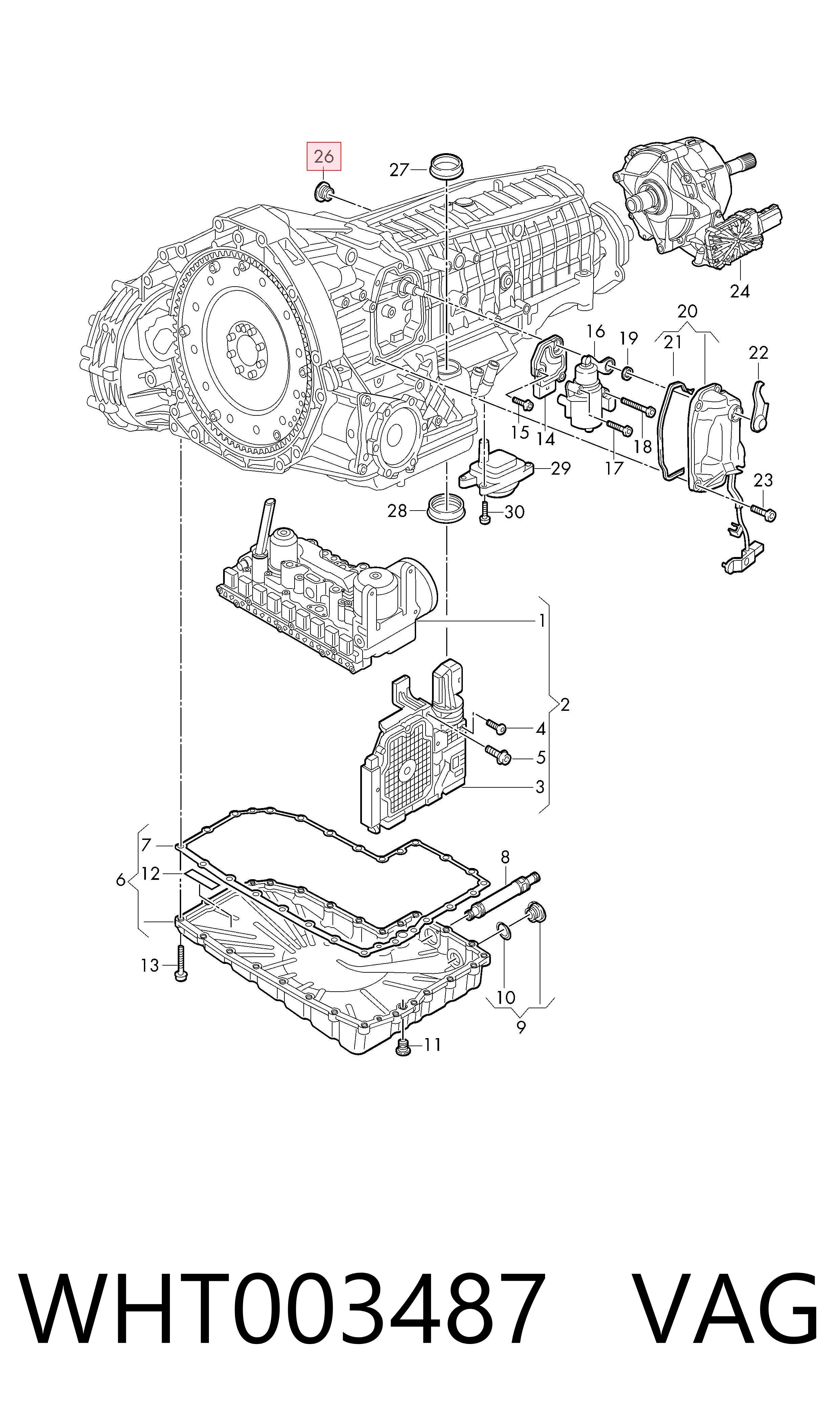 WHT003487 VAG Tampão de panela da Caixa Automática de Mudança