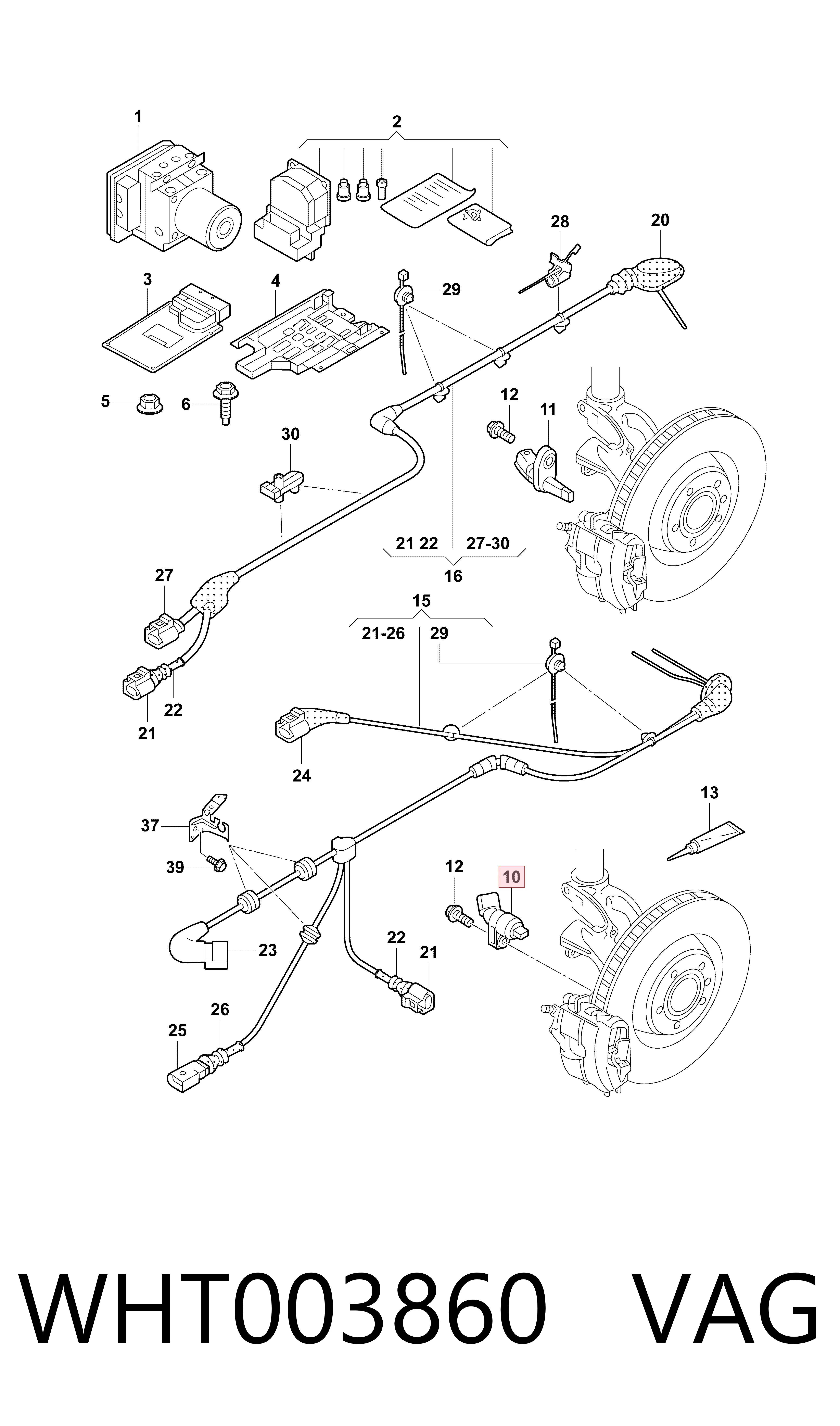 Compre WHT003860 VAG Sensor ABS dianteiro direito