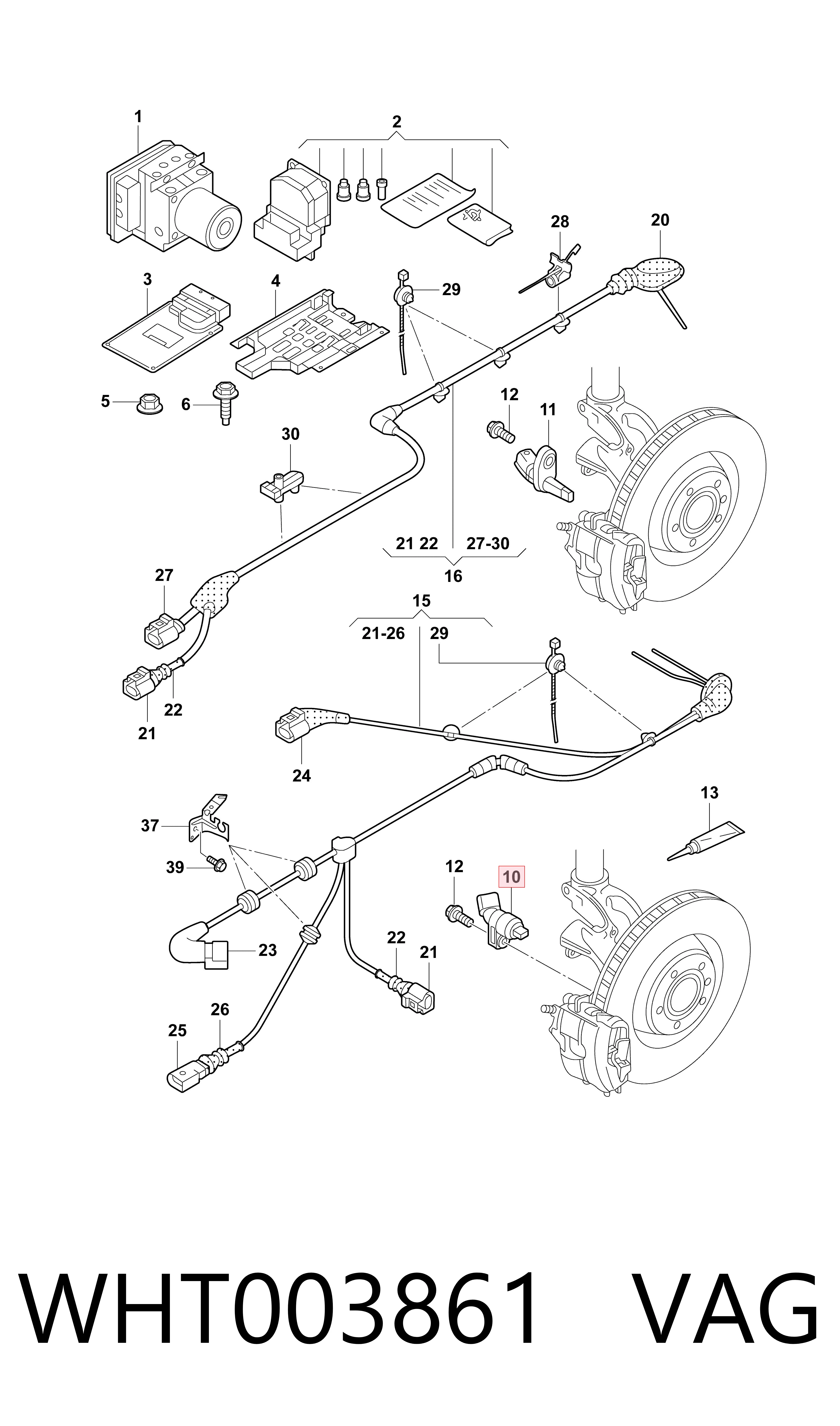 Compre WHT003861 VAG Sensor ABS dianteiro esquerdo