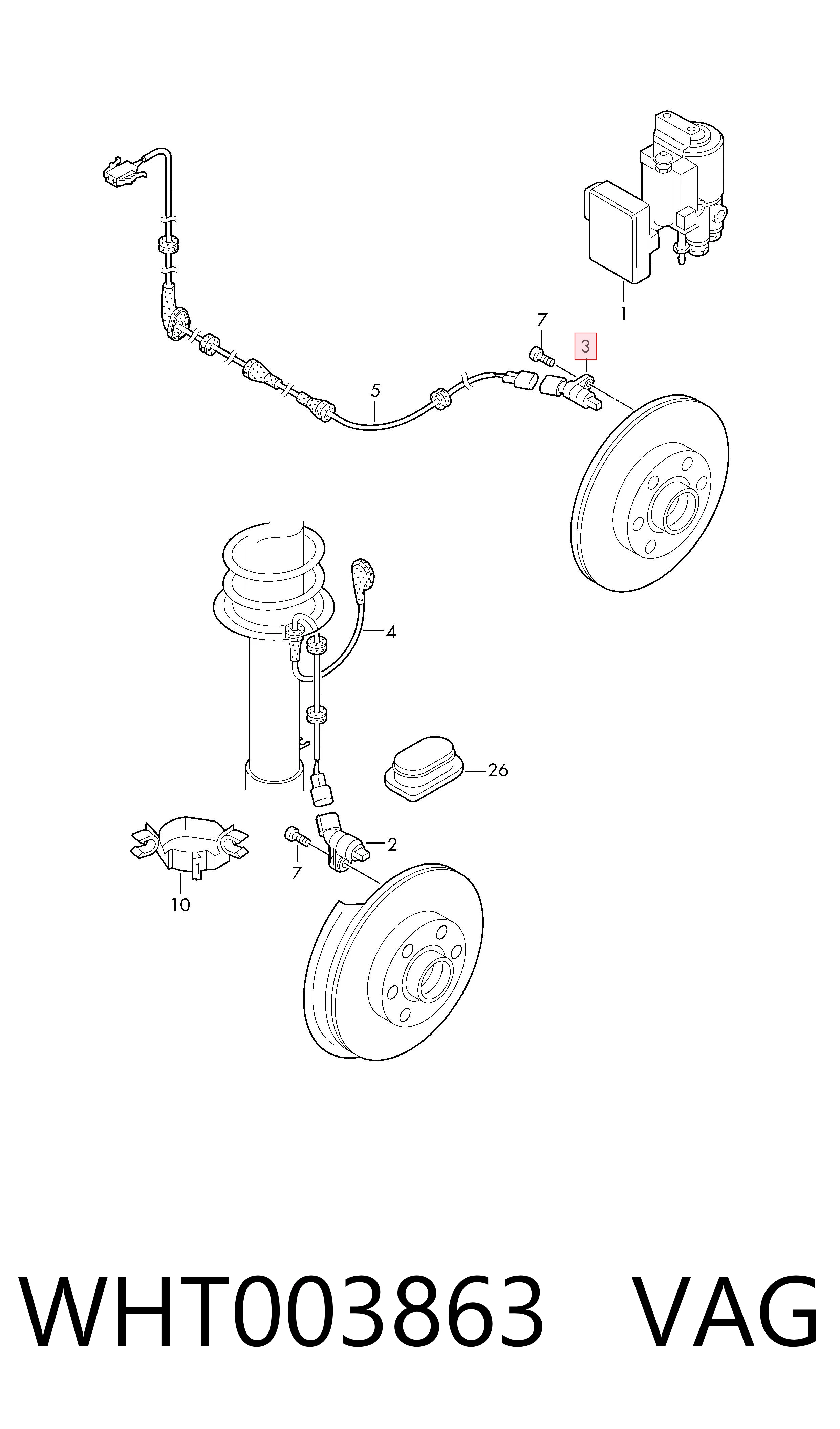 WHT003863 VAG Sensor ABS traseiro esquerdo