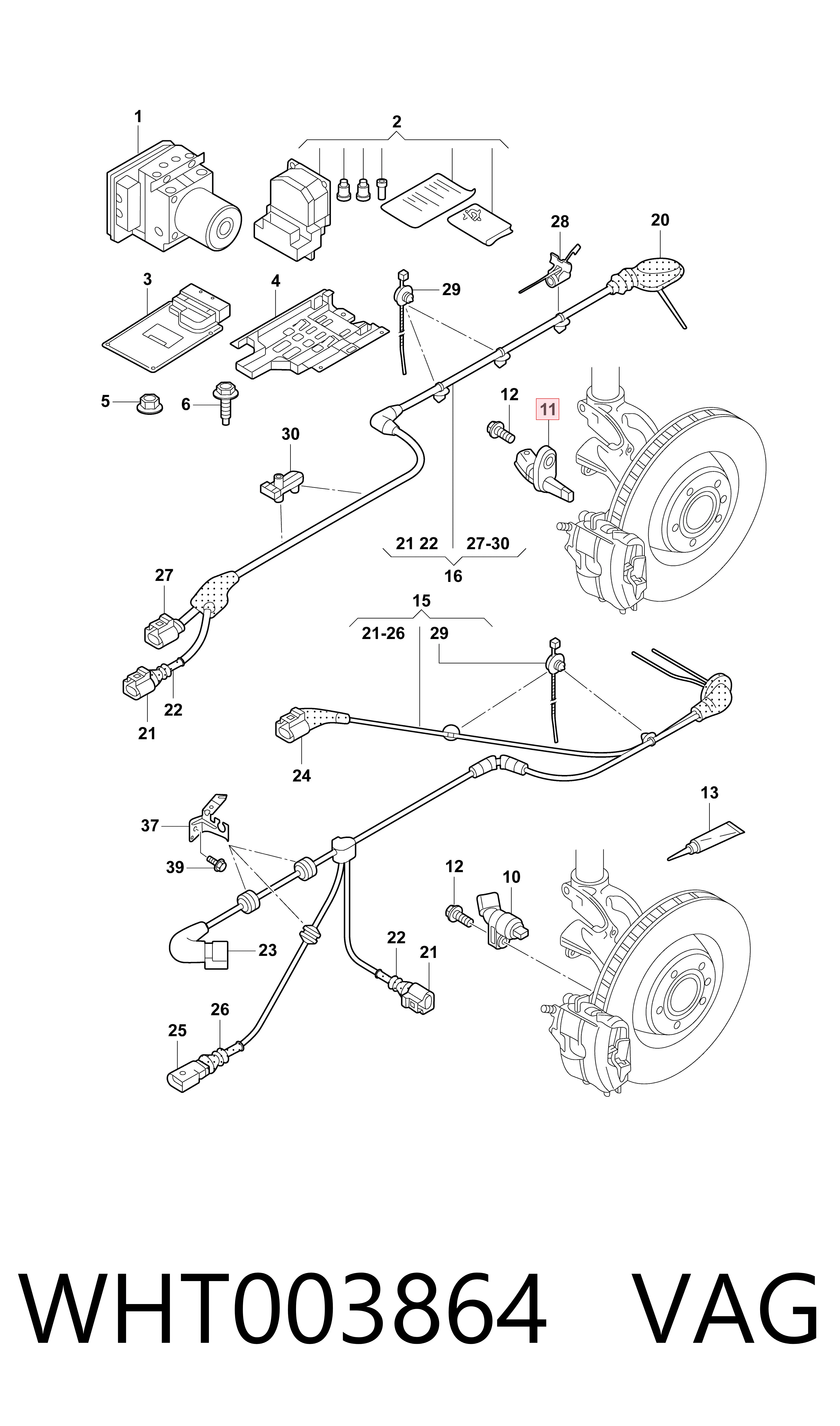 WHT003864 VAG Sensor ABS traseiro