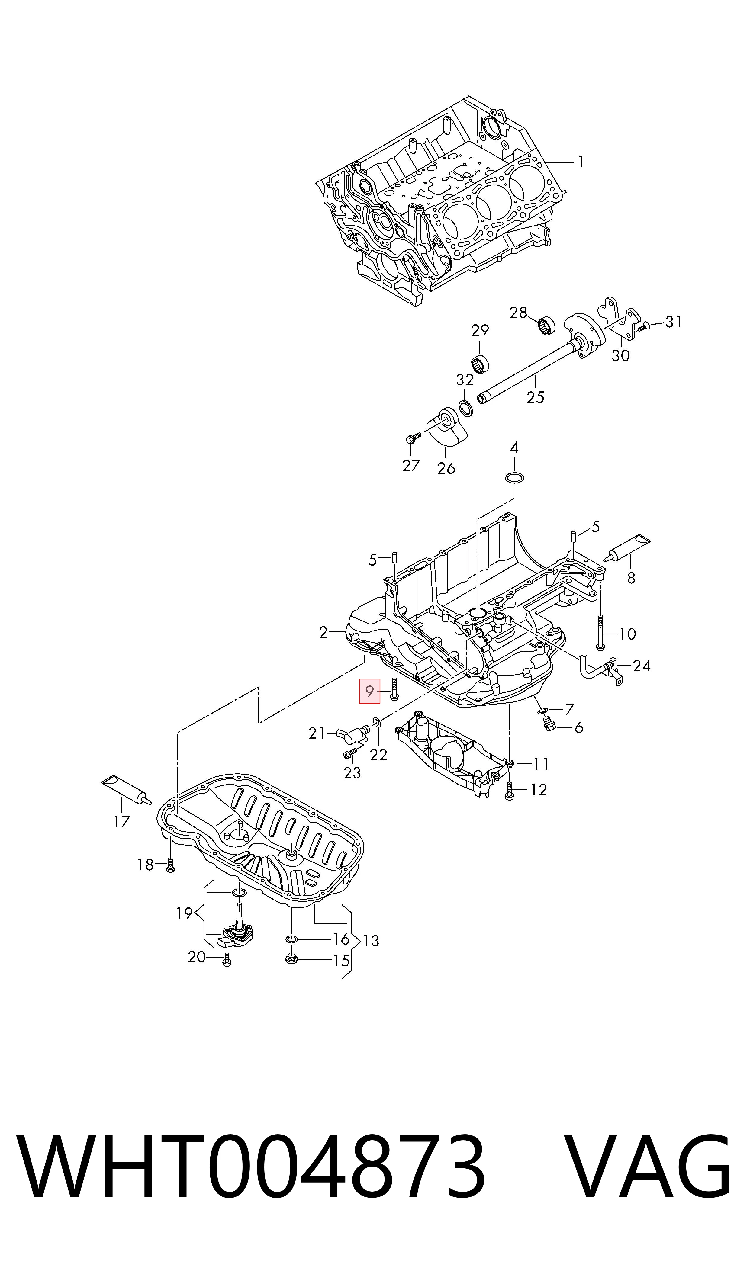 WHT004873 VAG Parafuso de panela de motor