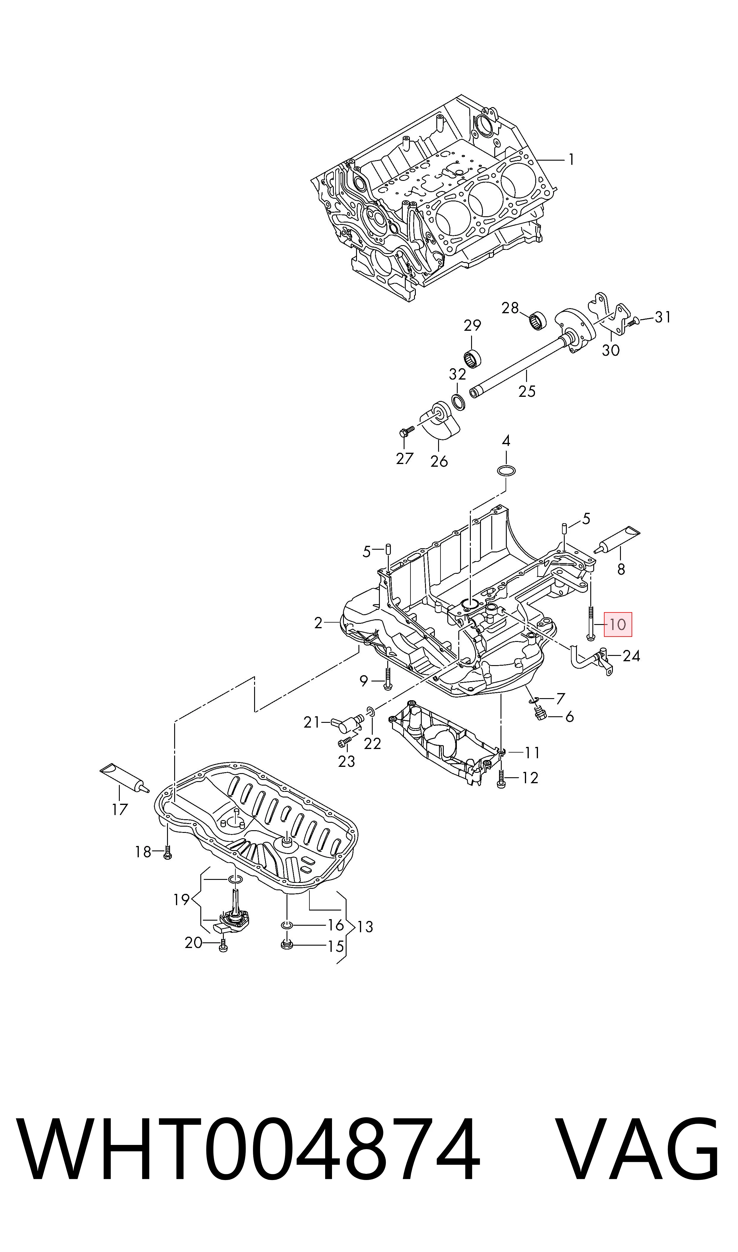 WHT004874 VAG Parafuso de panela de motor