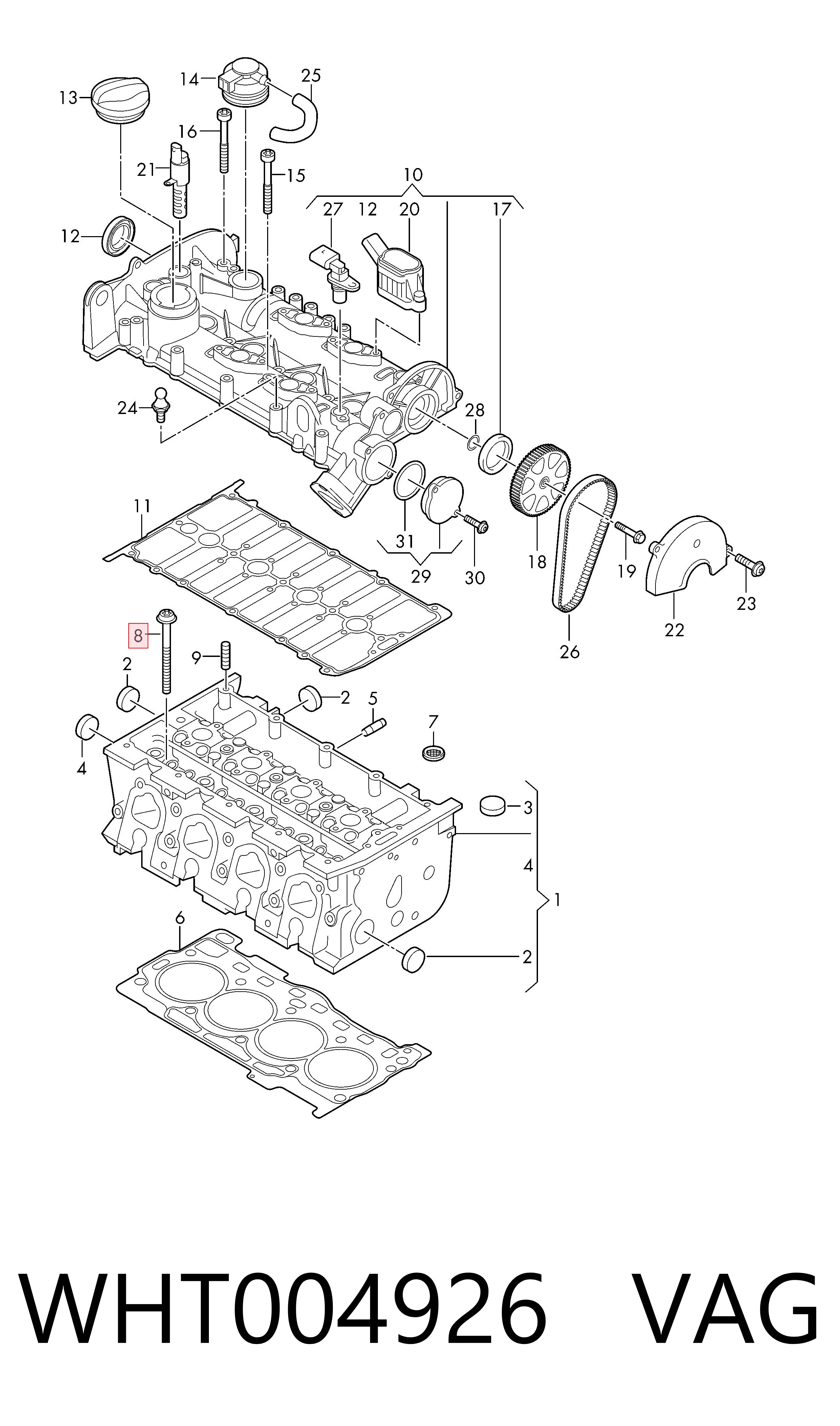 WHT004926 VAG Parafuso de cabeça de motor (CBC)