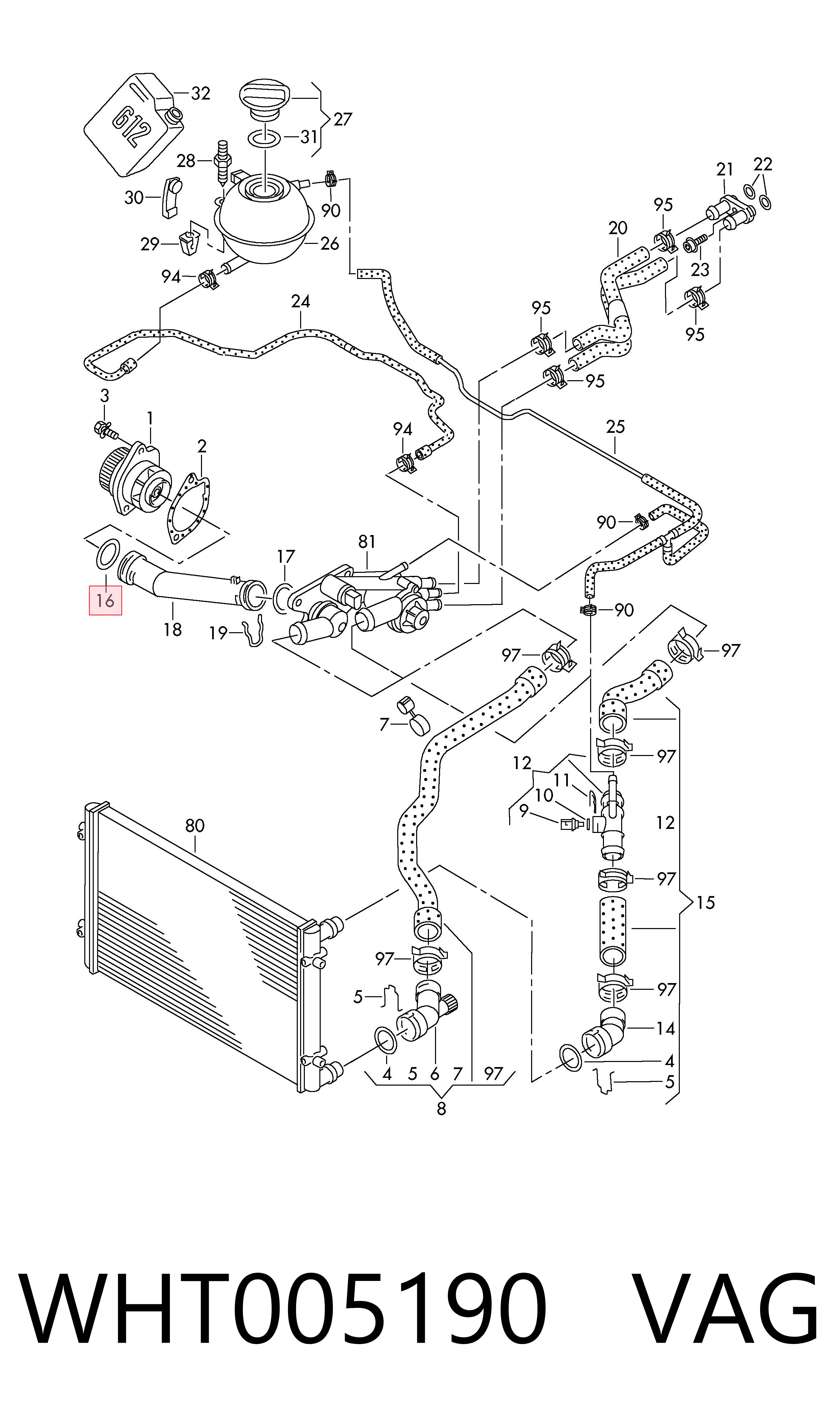 Vedante de termostato Seat Altea XL 5P5, 5P8