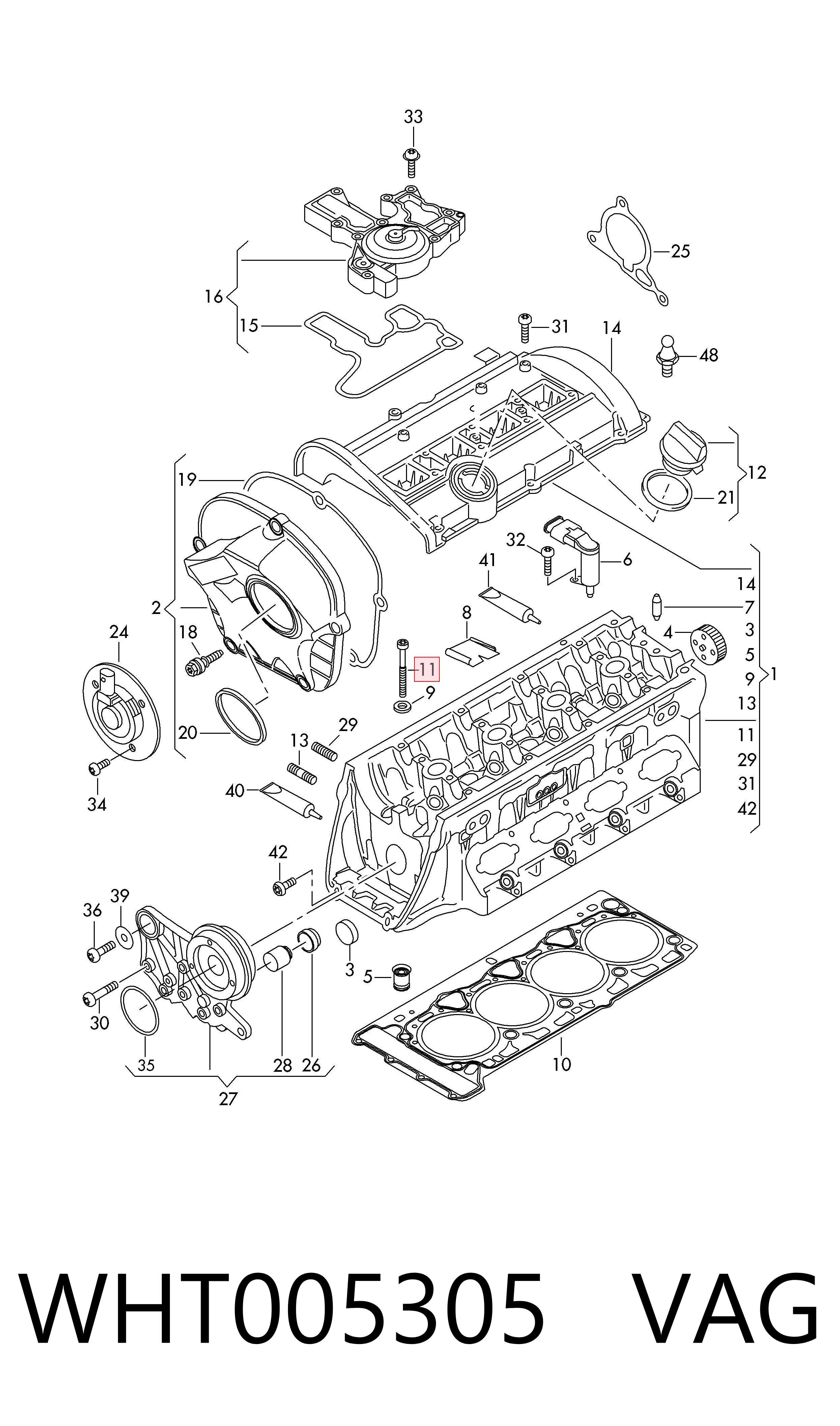 WHT005305 VAG Parafuso de cabeça de motor (CBC)