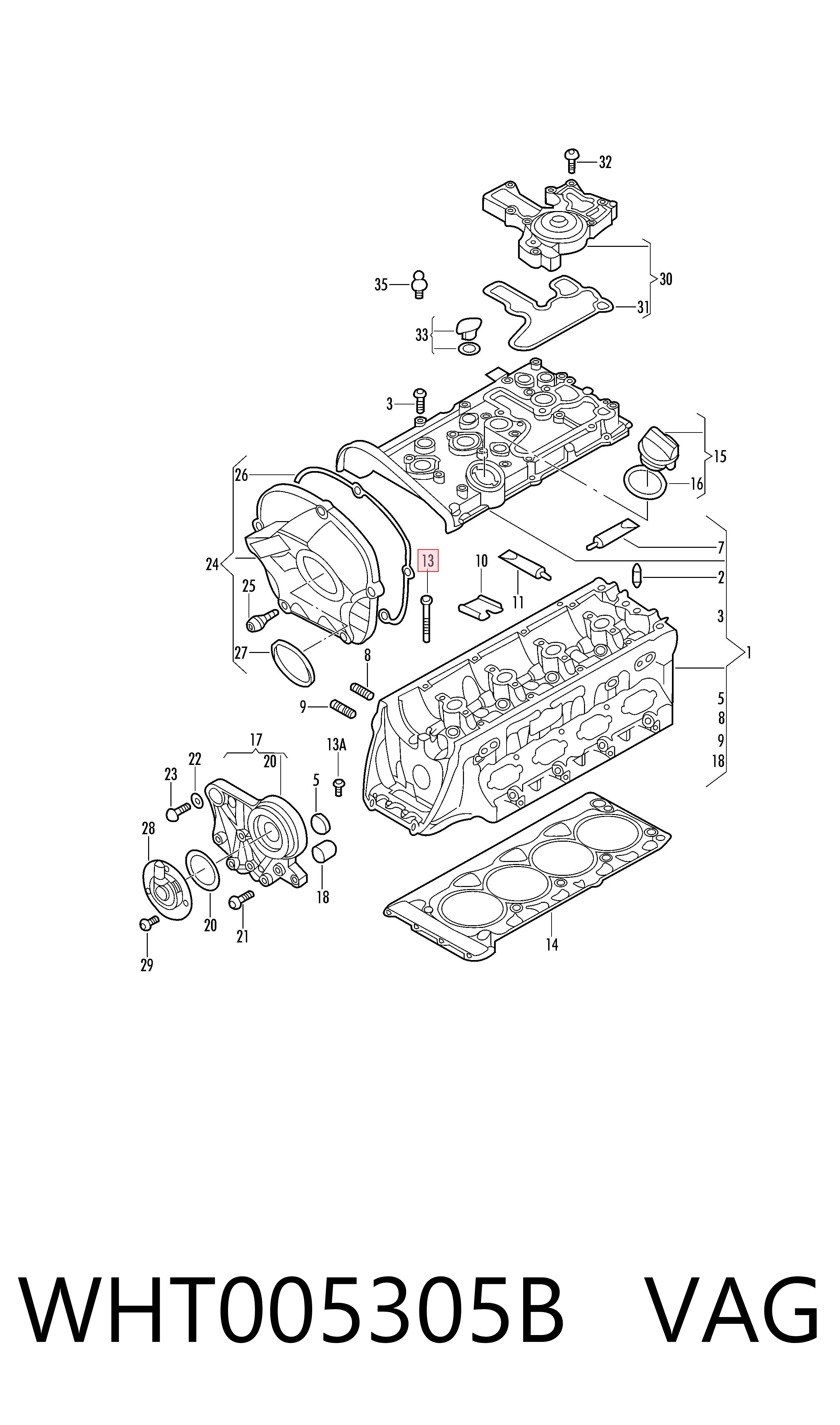 WHT005305B VAG Parafuso de cabeça de motor (CBC)