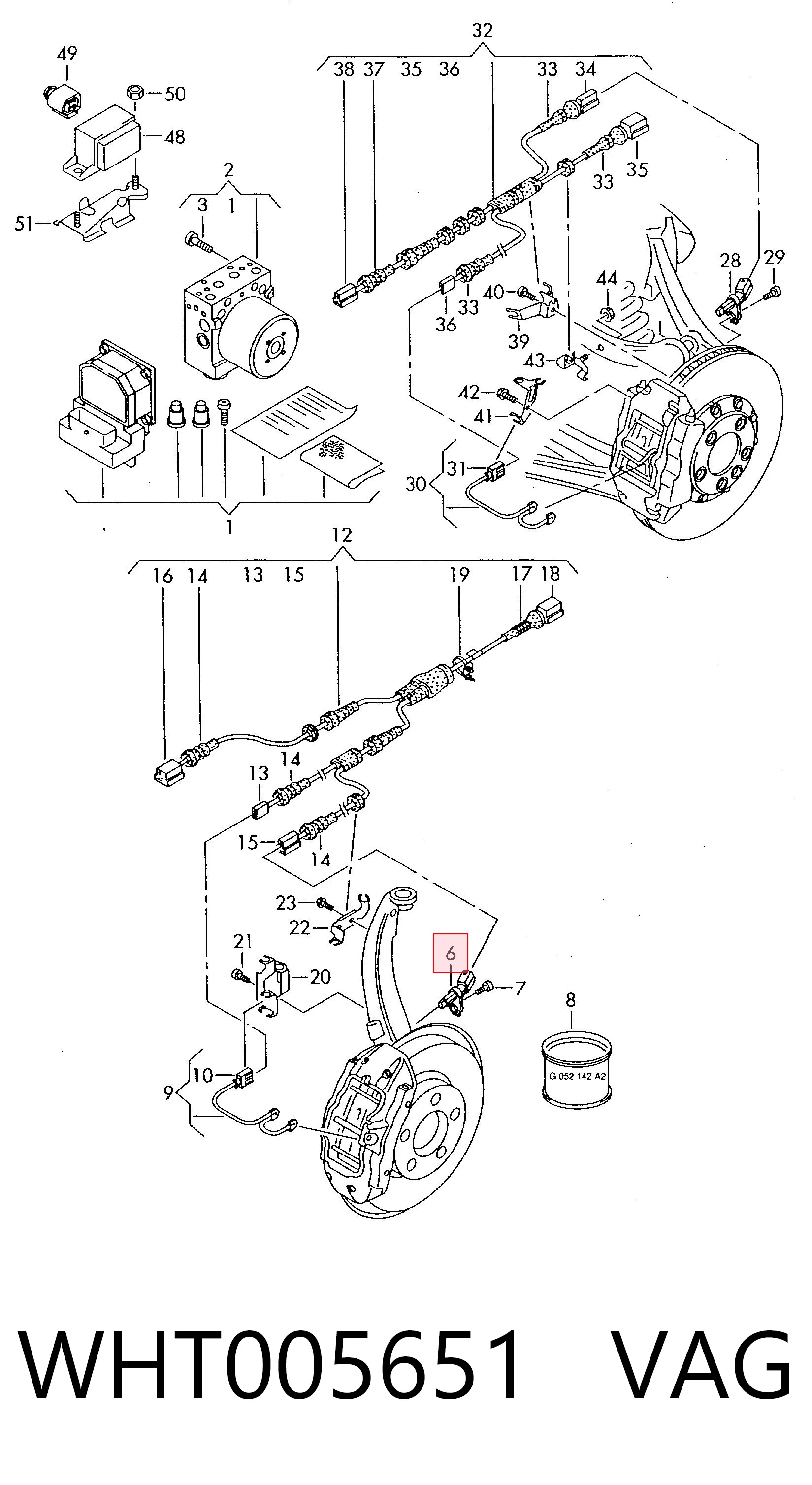 WHT005651 VAG Sensor dianteiro de ABS