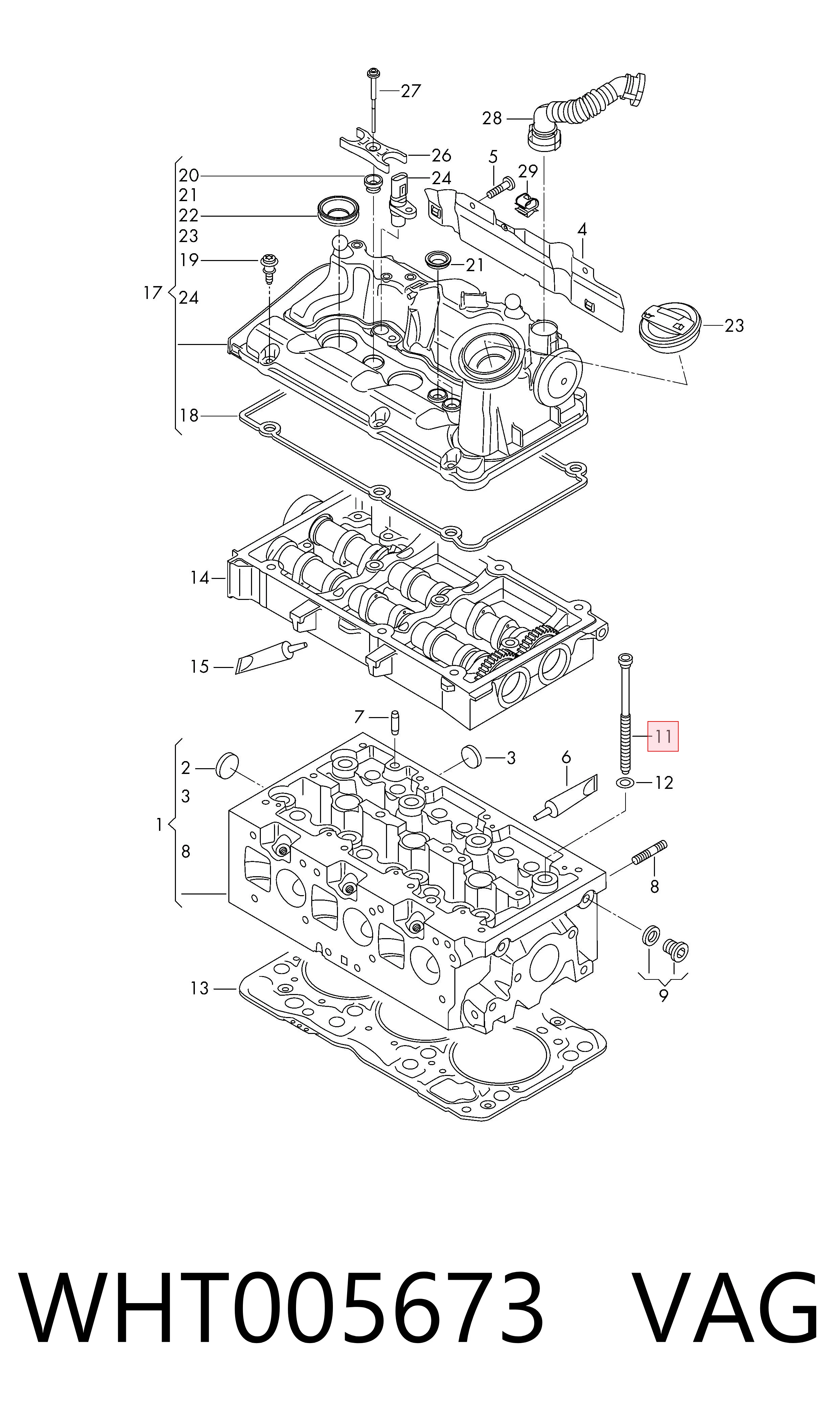 WHT005673 VAG Parafuso de cabeça de motor (CBC)