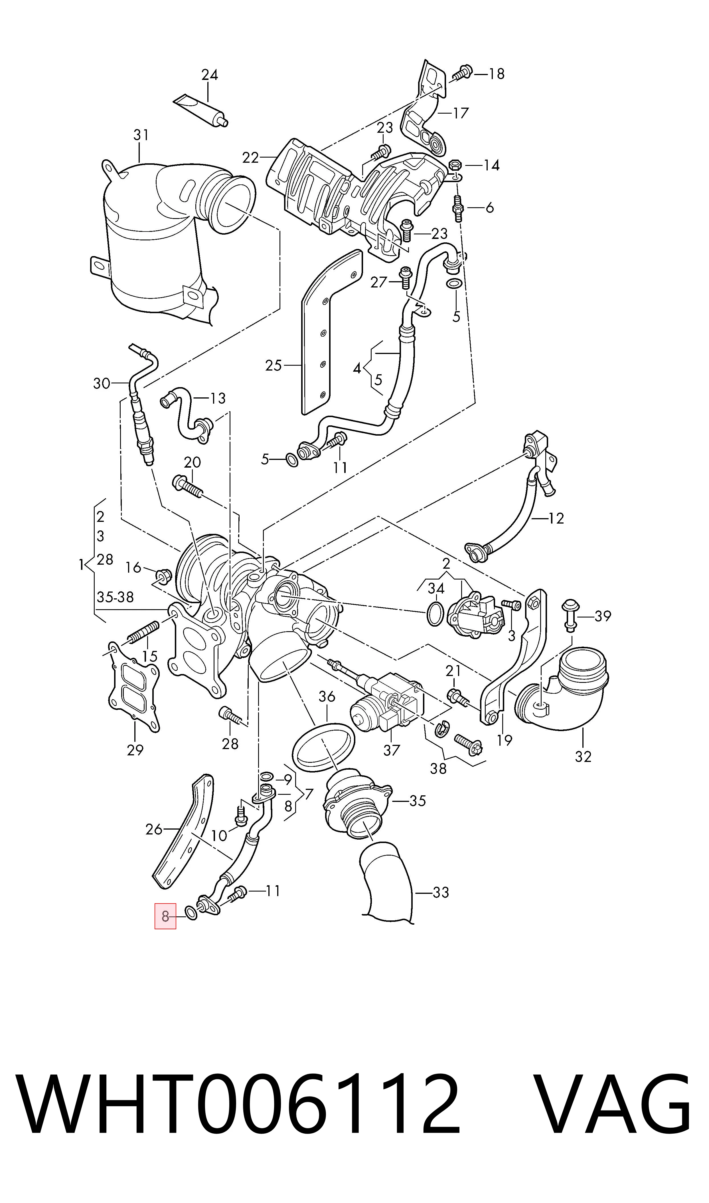 Vedante (anel) de mangueira de esfriamento de turbina, de retorno VAG WHT006112 preço, a partir de 3,21 USD