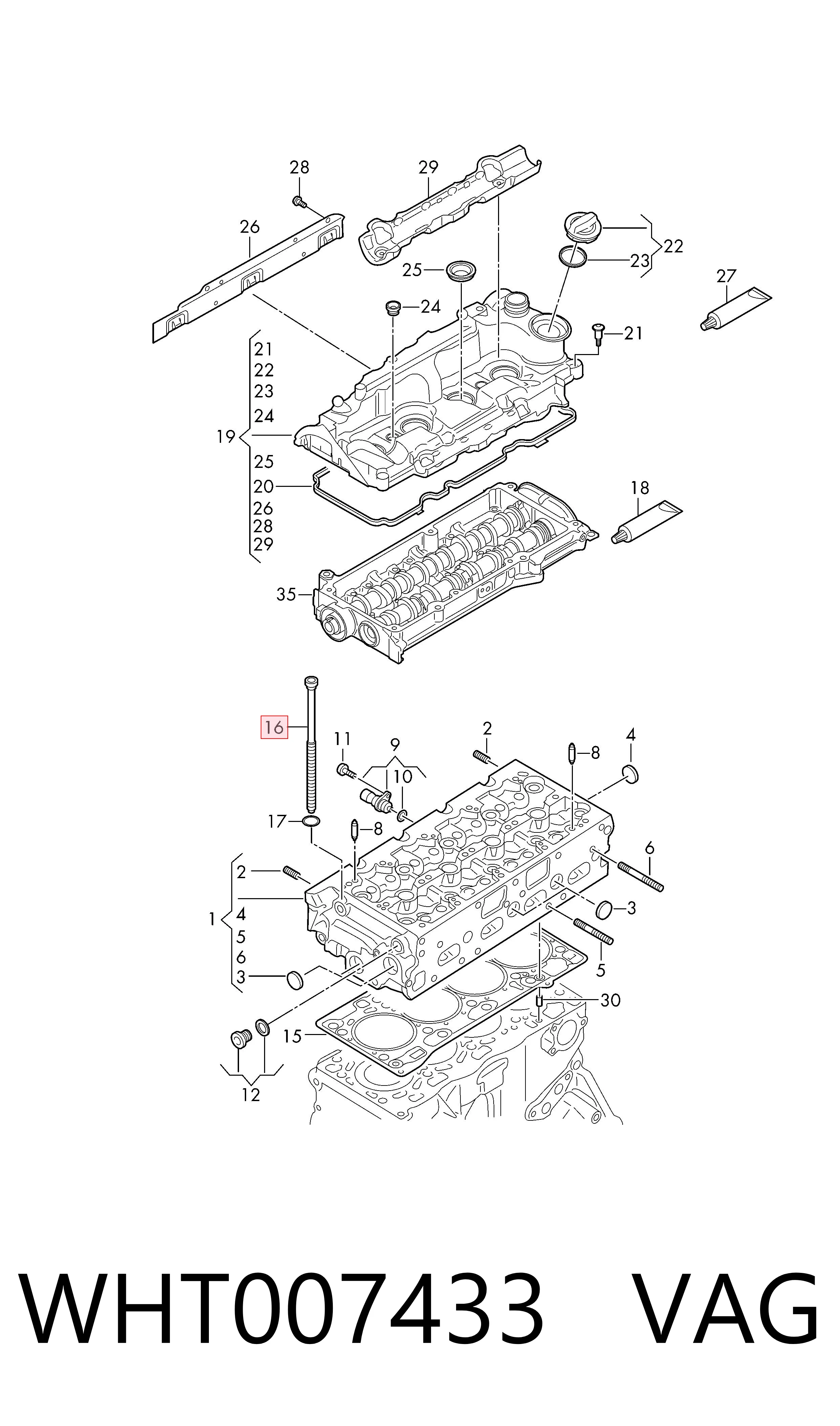 Parafuso de cabeça de motor (CBC) WHT007433 VAG