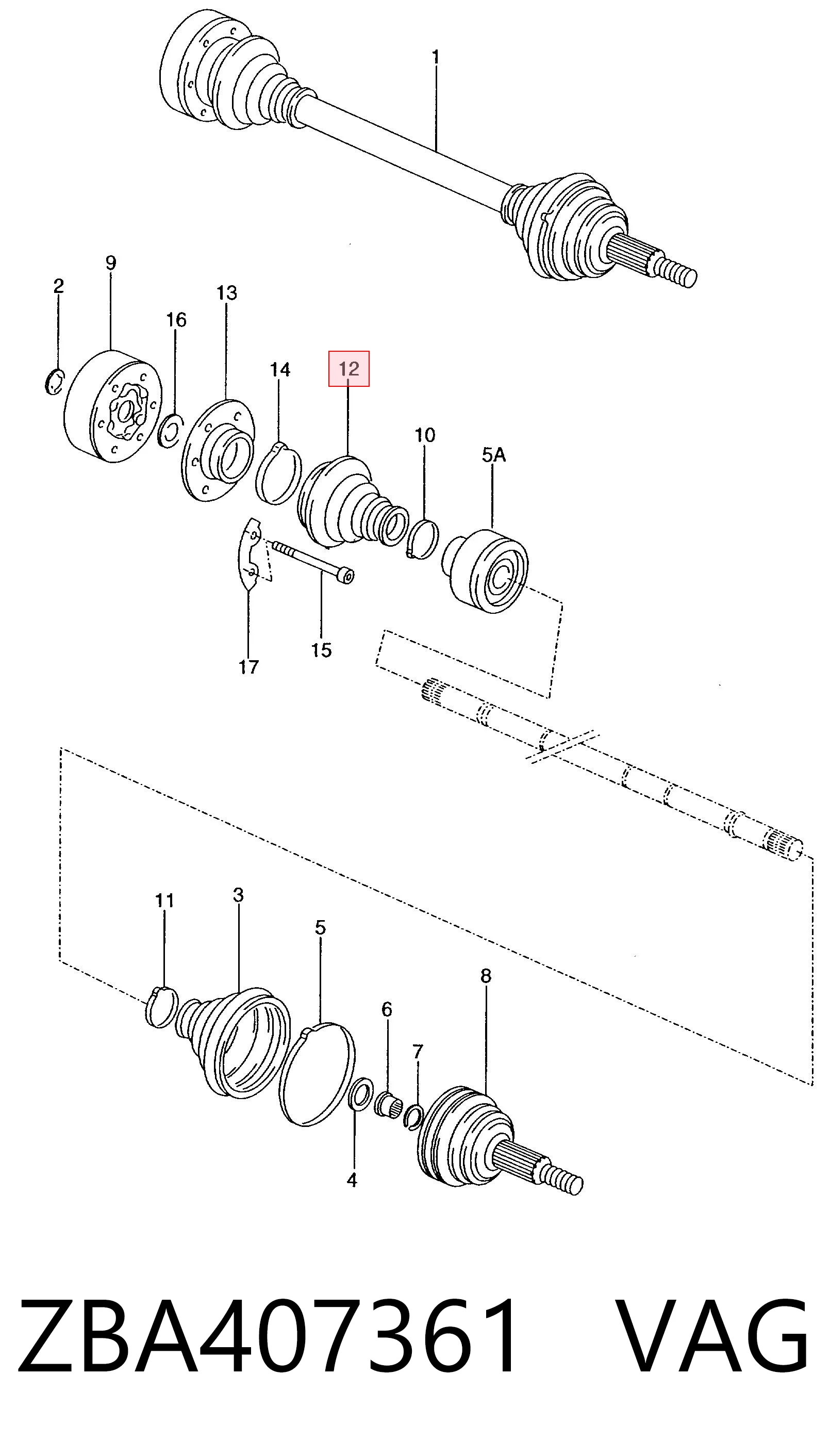 Bota de proteção interna de junta homocinética do semieixo dianteiro para Audi 100 C2 43