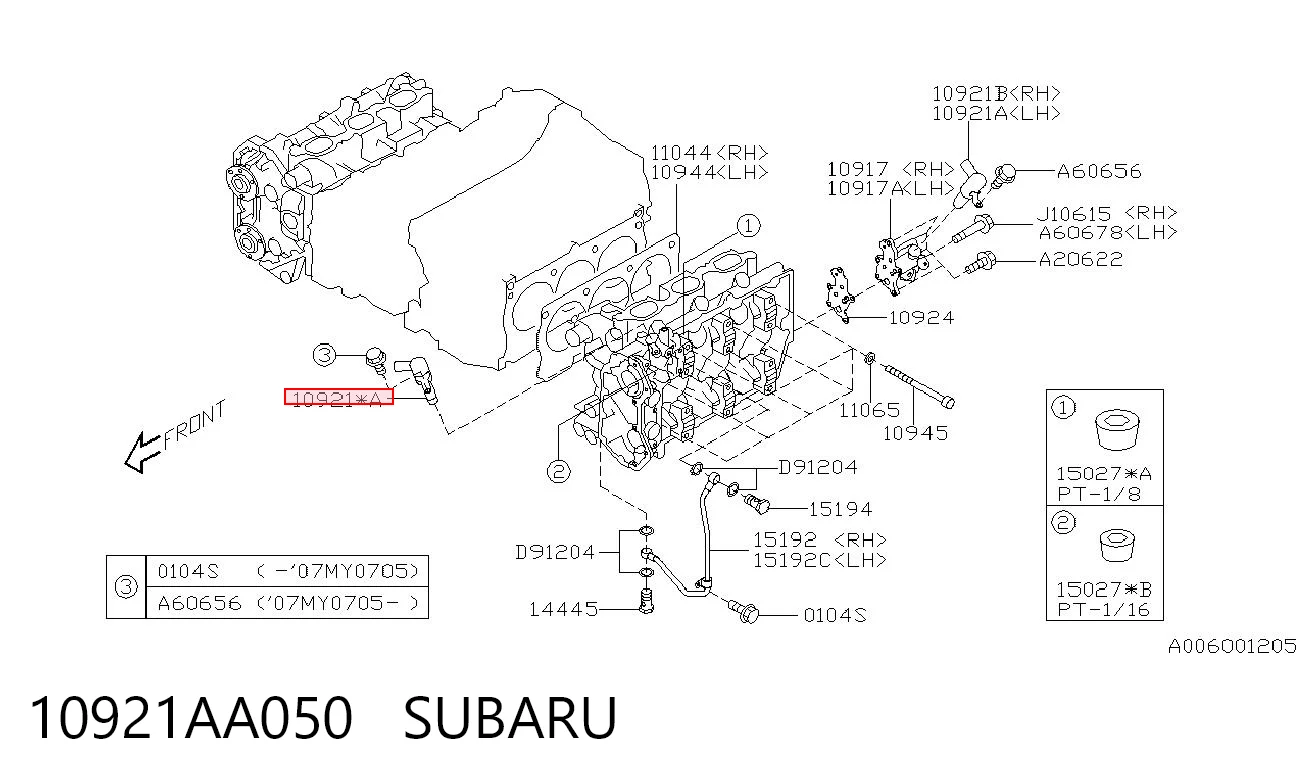 10921AA050 Subaru Válvula eletromagnética de posição (de fases) da árvore distribuidora