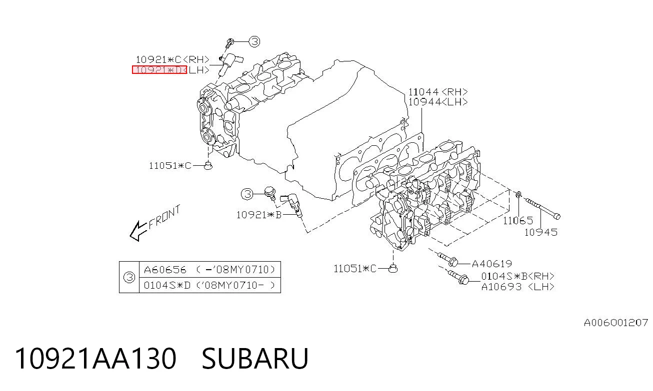 10921AA130 Subaru Válvula eletromagnética de posição (de fases) da árvore distribuidora