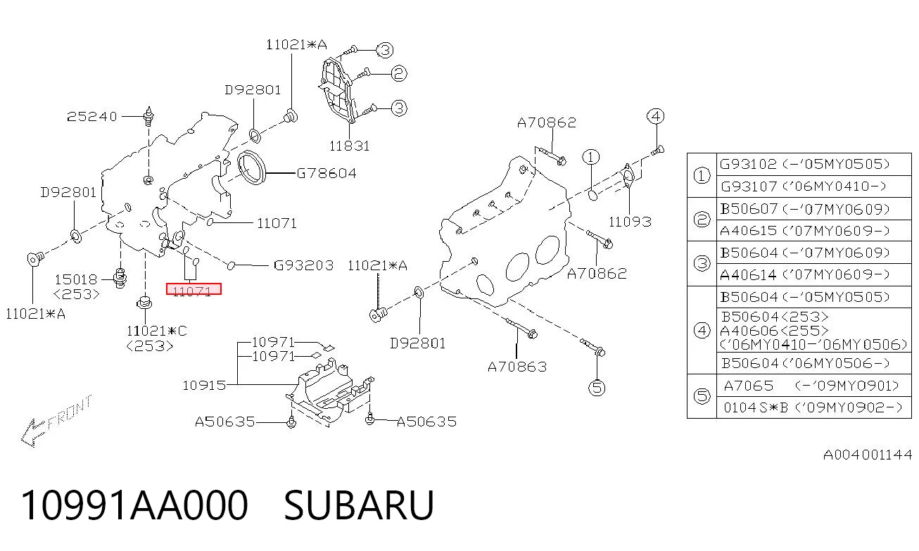 10991AA000 Subaru Vedação de bomba de óleo de motor