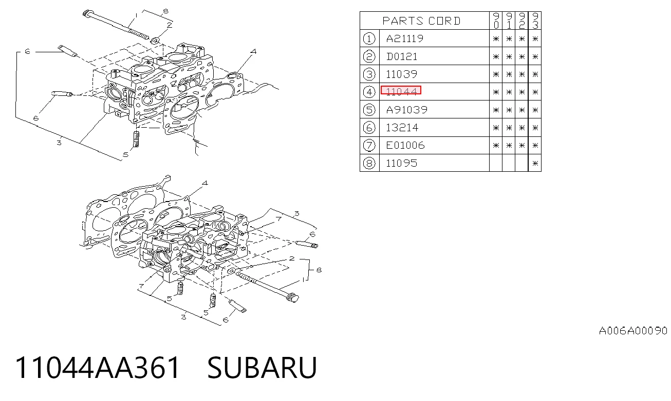  Vedante de cabeça de motor (CBC) Subaru Legacy II sedan (BD, BG) (1994 - 1999) II