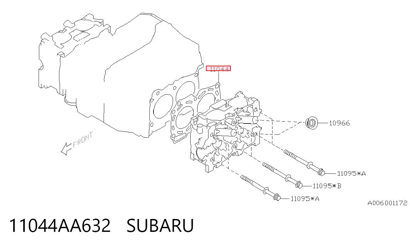 11044AA632 Subaru Vedante de cabeça de motor (CBC)