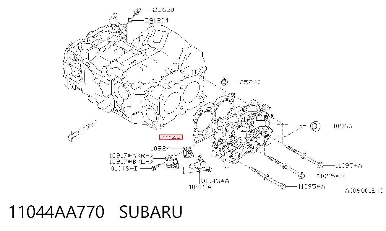 11044AA770 Subaru Vedante de cabeça de motor (CBC)