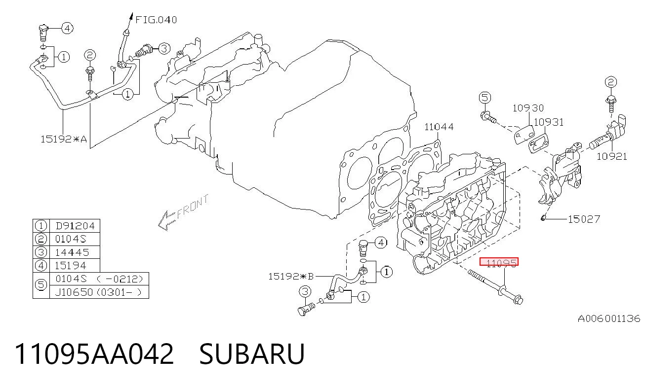 11095AA042 Subaru Parafuso de cabeça de motor (CBC)
