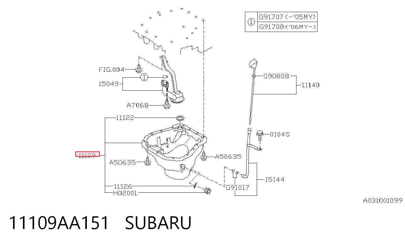 11109AA151 Subaru Panela de óleo de cárter do motor