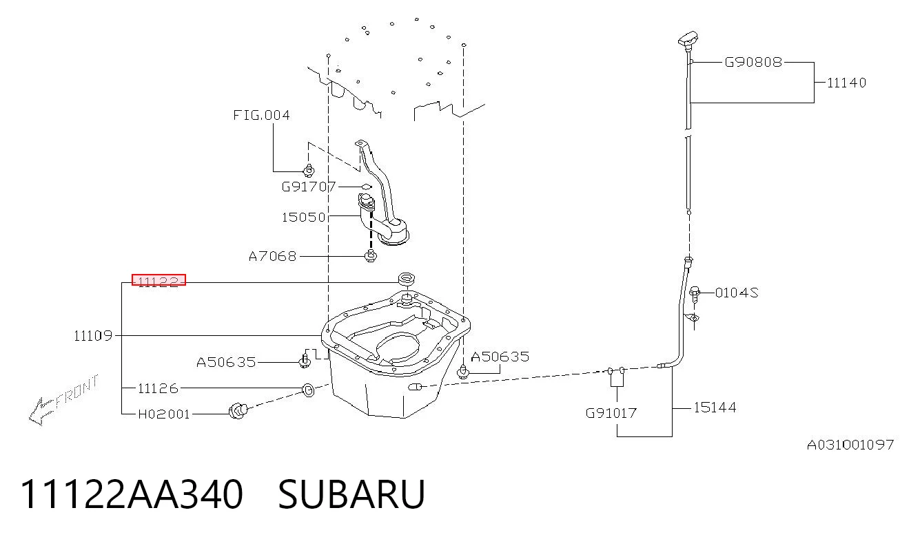 11122AA340 Subaru Vedante de panela de cárter do motor
