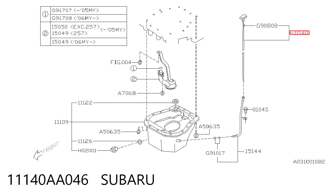 11140AA046 Subaru Sonda (indicador) do nível de óleo no motor