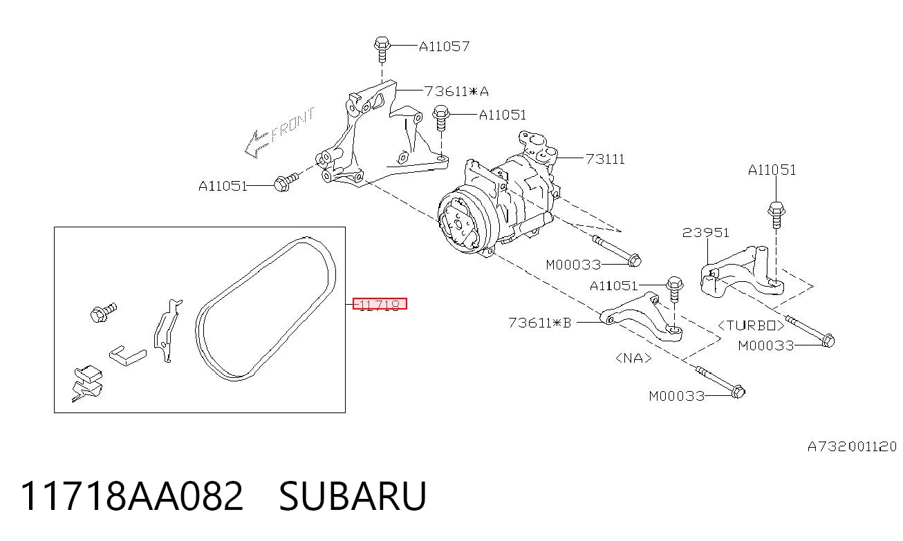 11718AA082 Subaru Correia dos conjuntos de transmissão