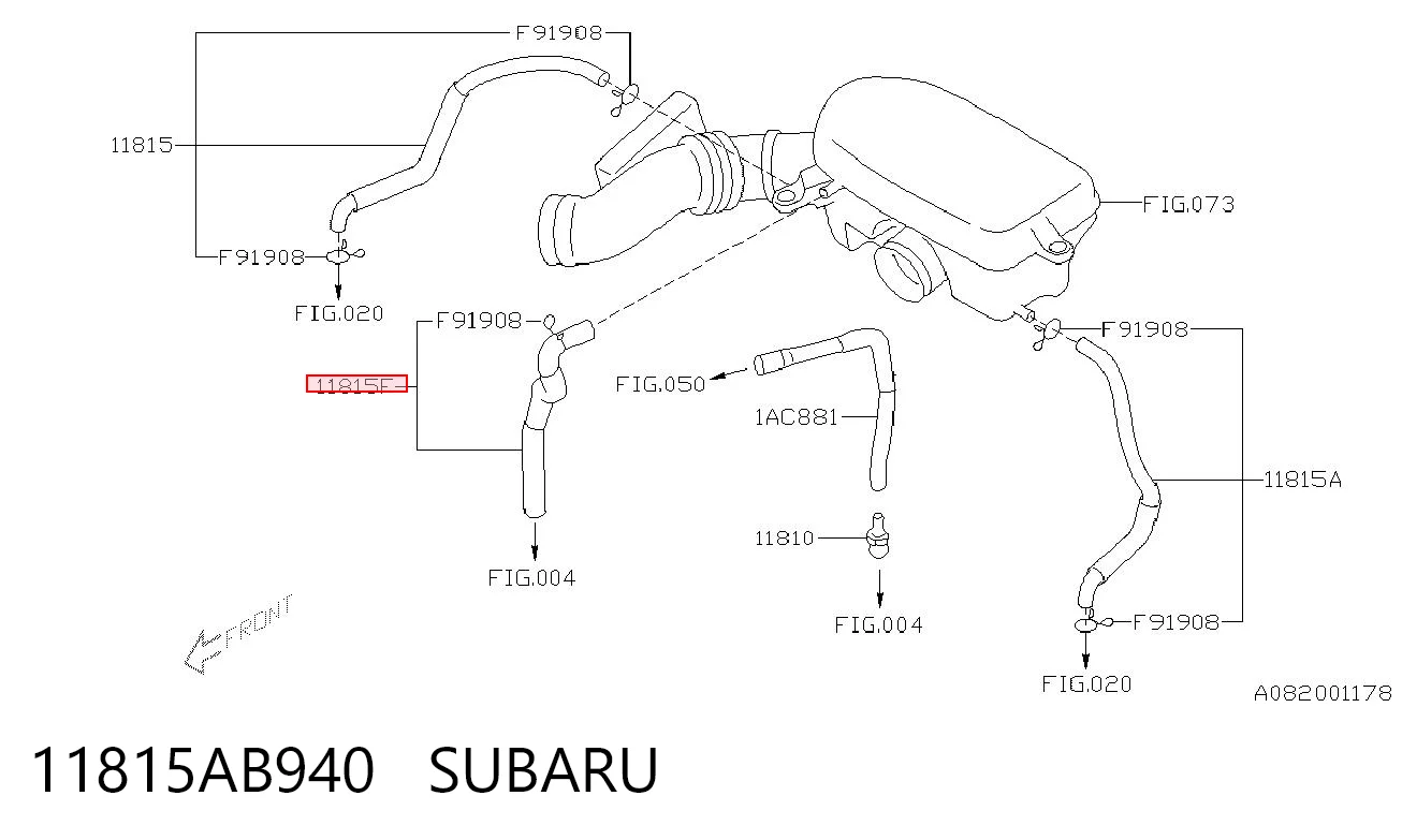11815AB940 Subaru Cano derivado de ventilação de cárter (de separador de óleo)