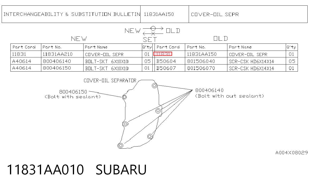 11831AA010 Subaru
