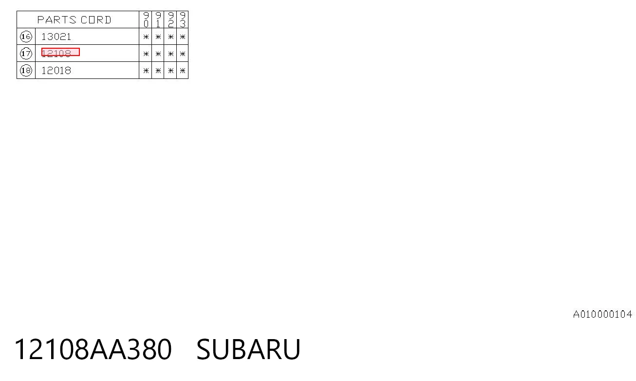 12108AA380 Subaru