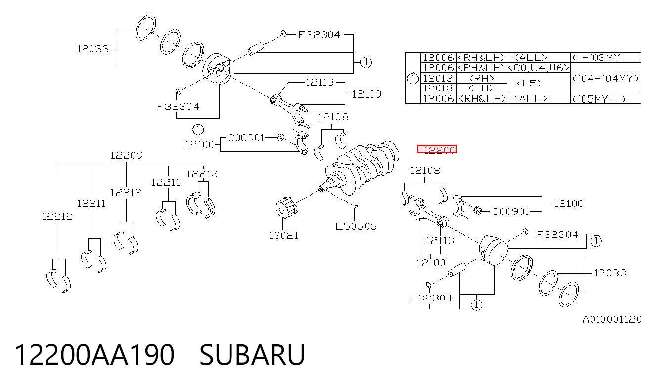 Cambota de motor para Subaru Forester II S11, SG