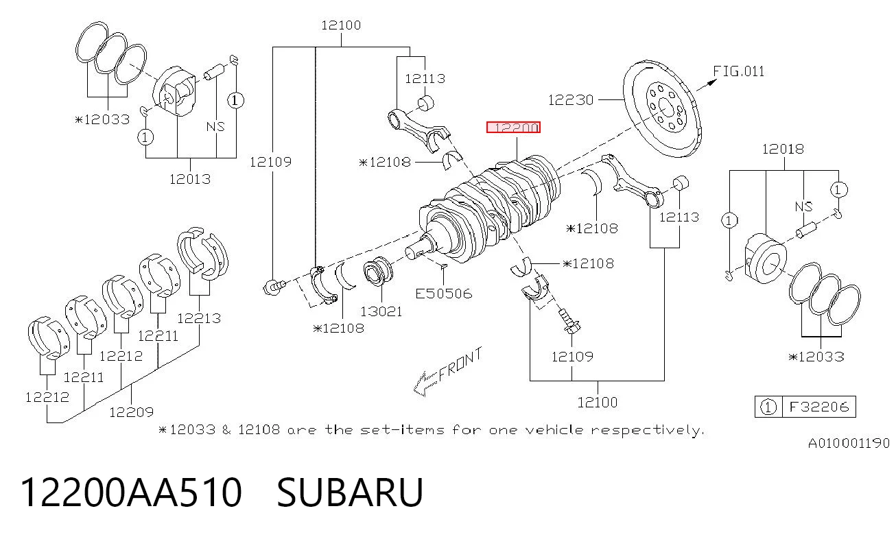 12200AA510 Subaru Cambota de motor