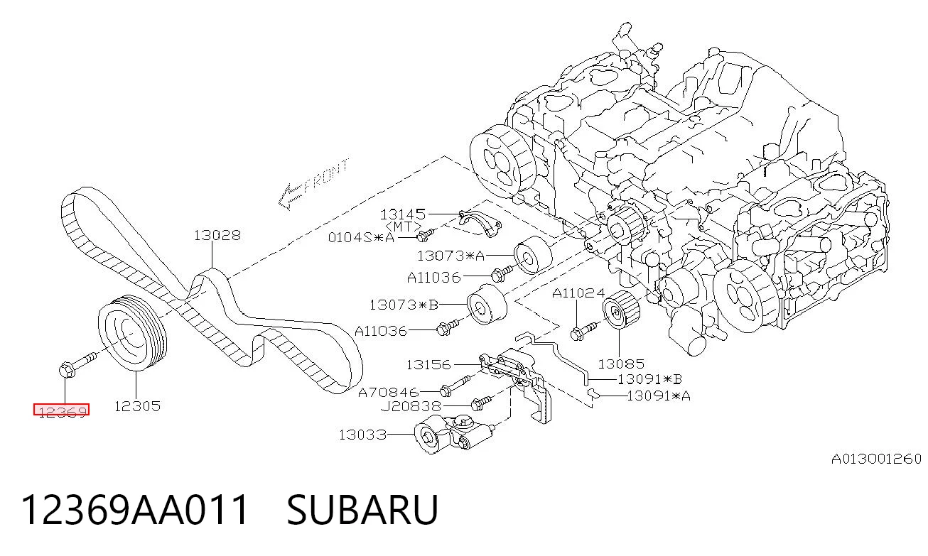 12369AA011 Subaru Parafuso da polia de cambota