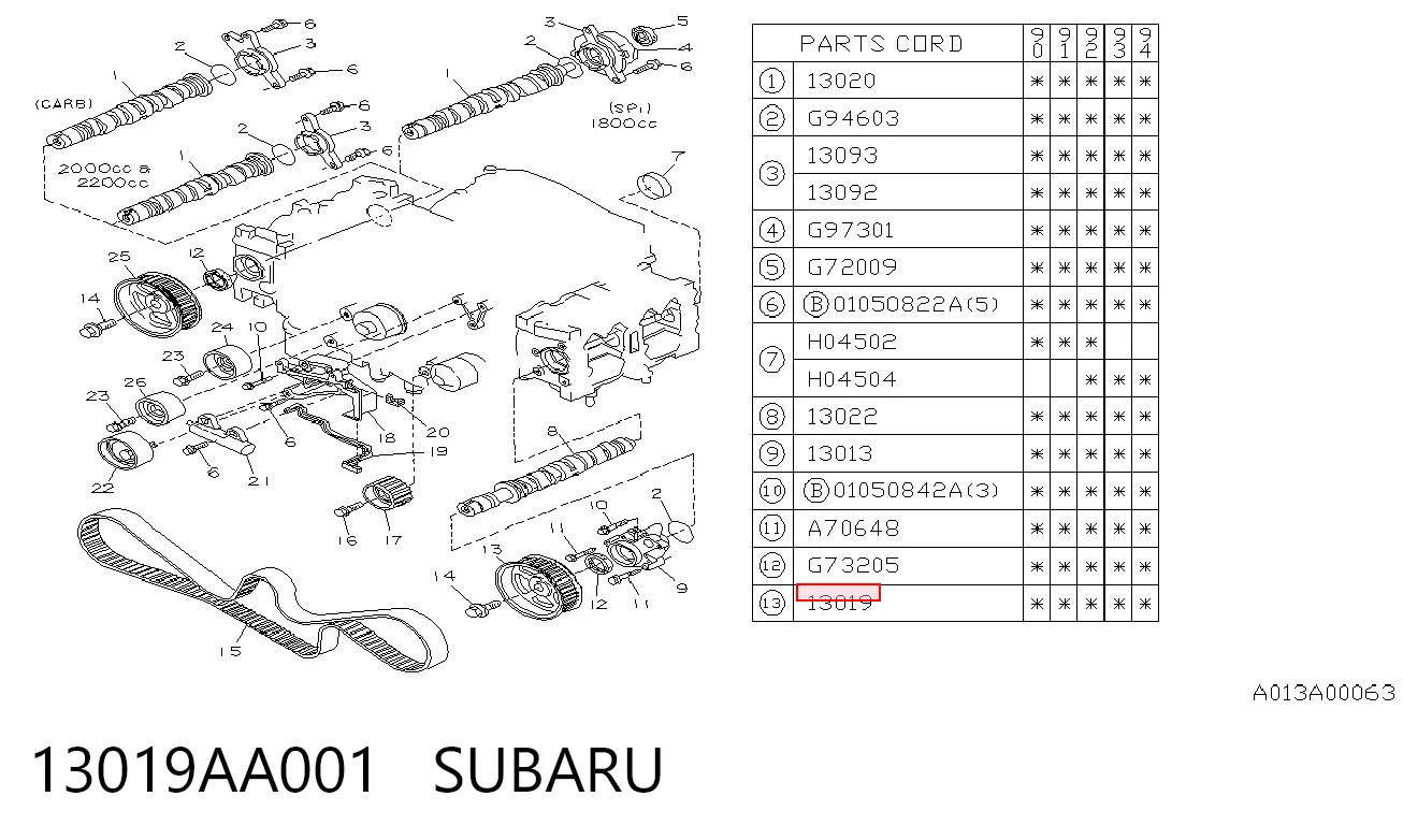 13019AA001 Subaru