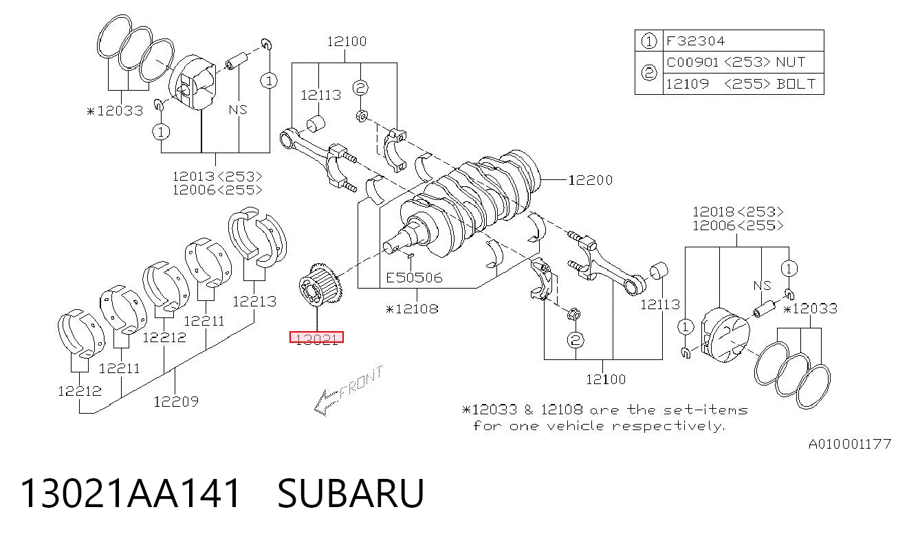 13021AA141 Subaru Engrenagem de cadeia da roda dentada de acionamento de cambota de motor