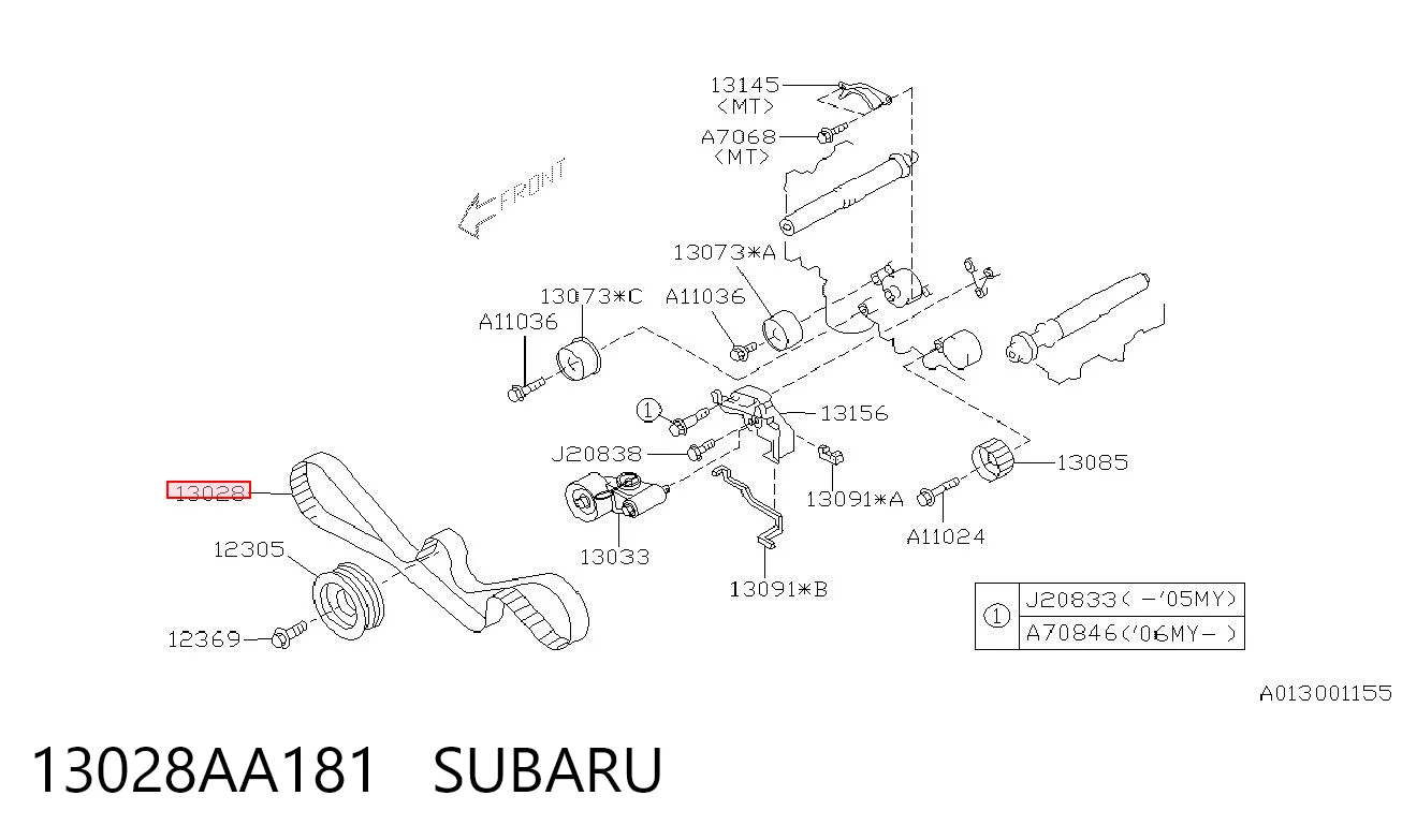 13028AA181 Subaru Correia do mecanismo de distribuição de gás