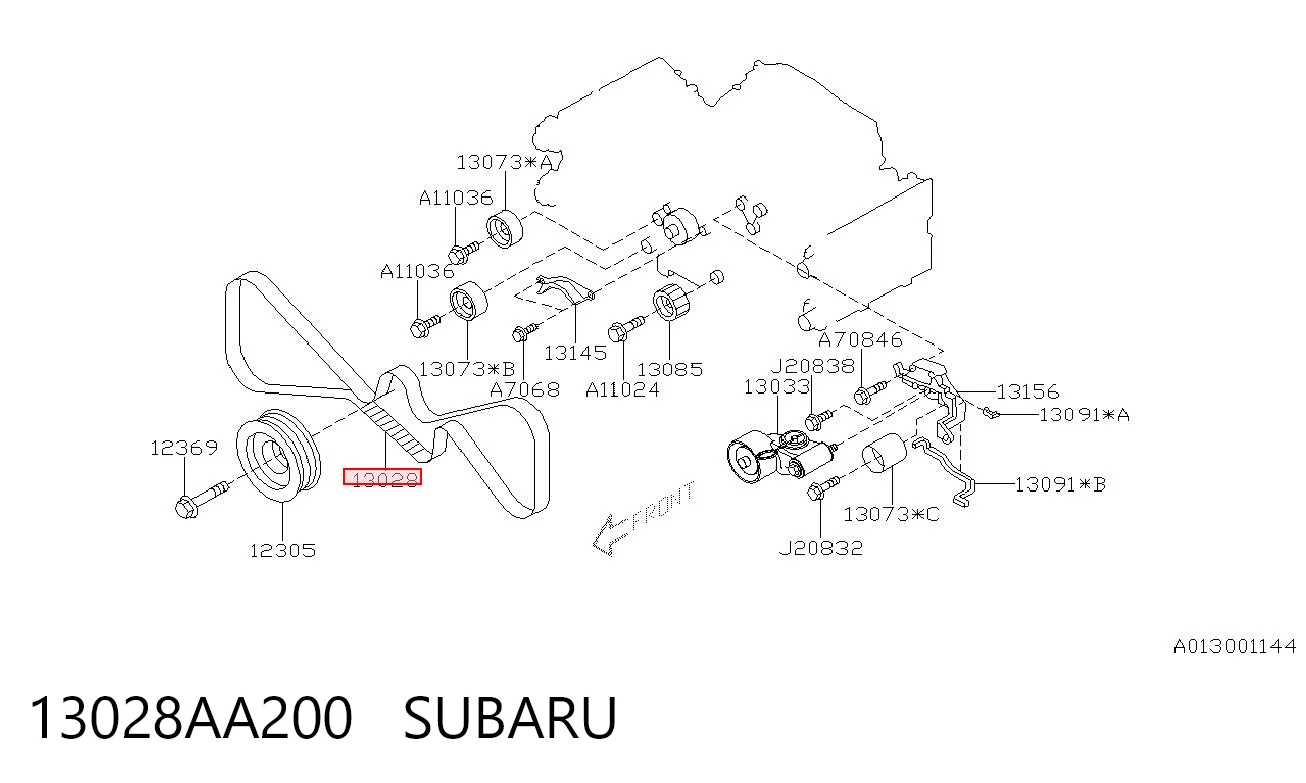 13028AA200 Subaru Correia do mecanismo de distribuição de gás