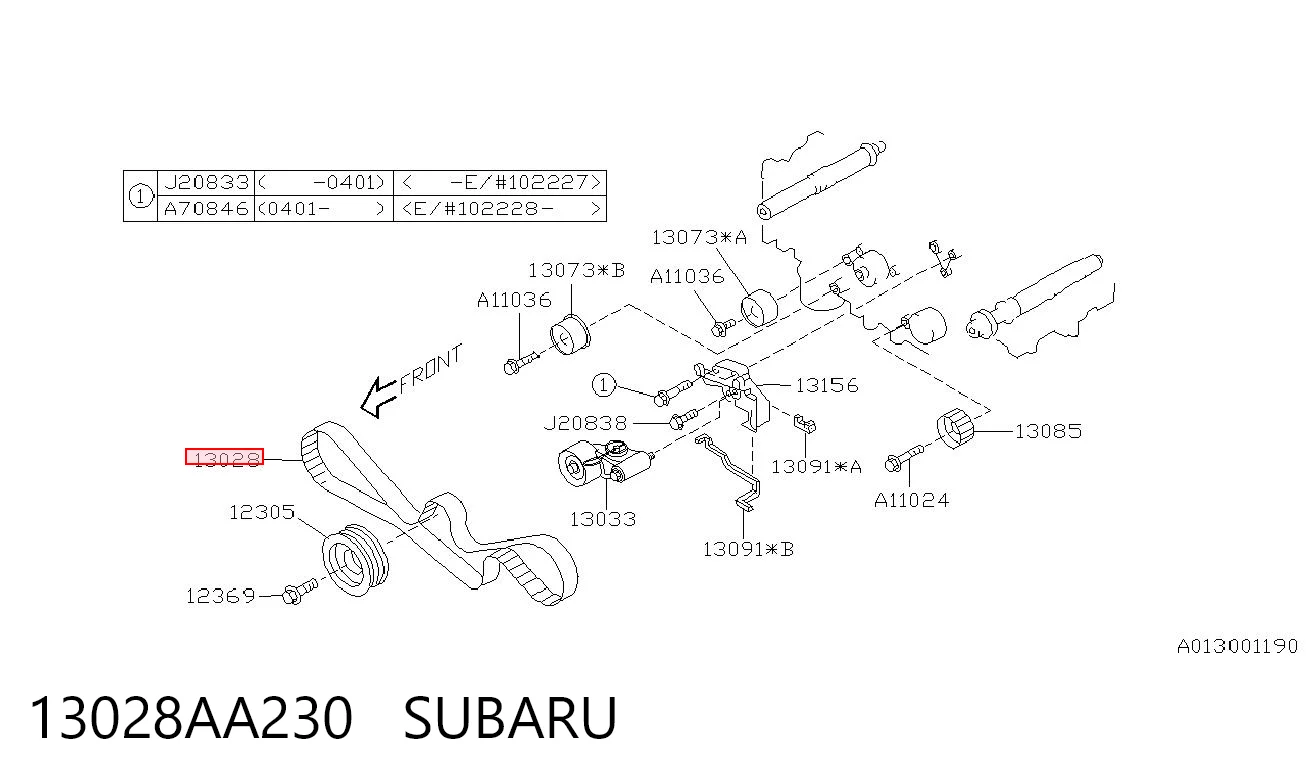 13028AA230 Subaru Correia do mecanismo de distribuição de gás