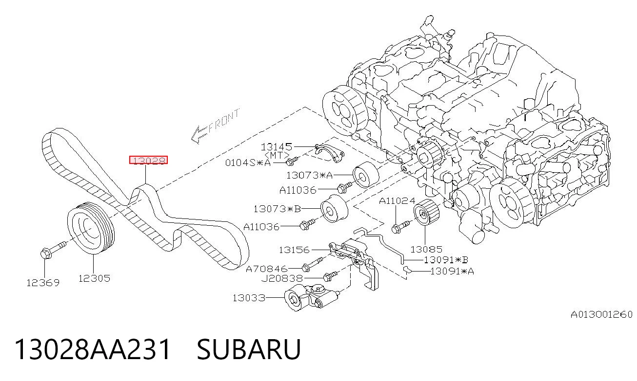 13028AA231 Subaru Correia do mecanismo de distribuição de gás