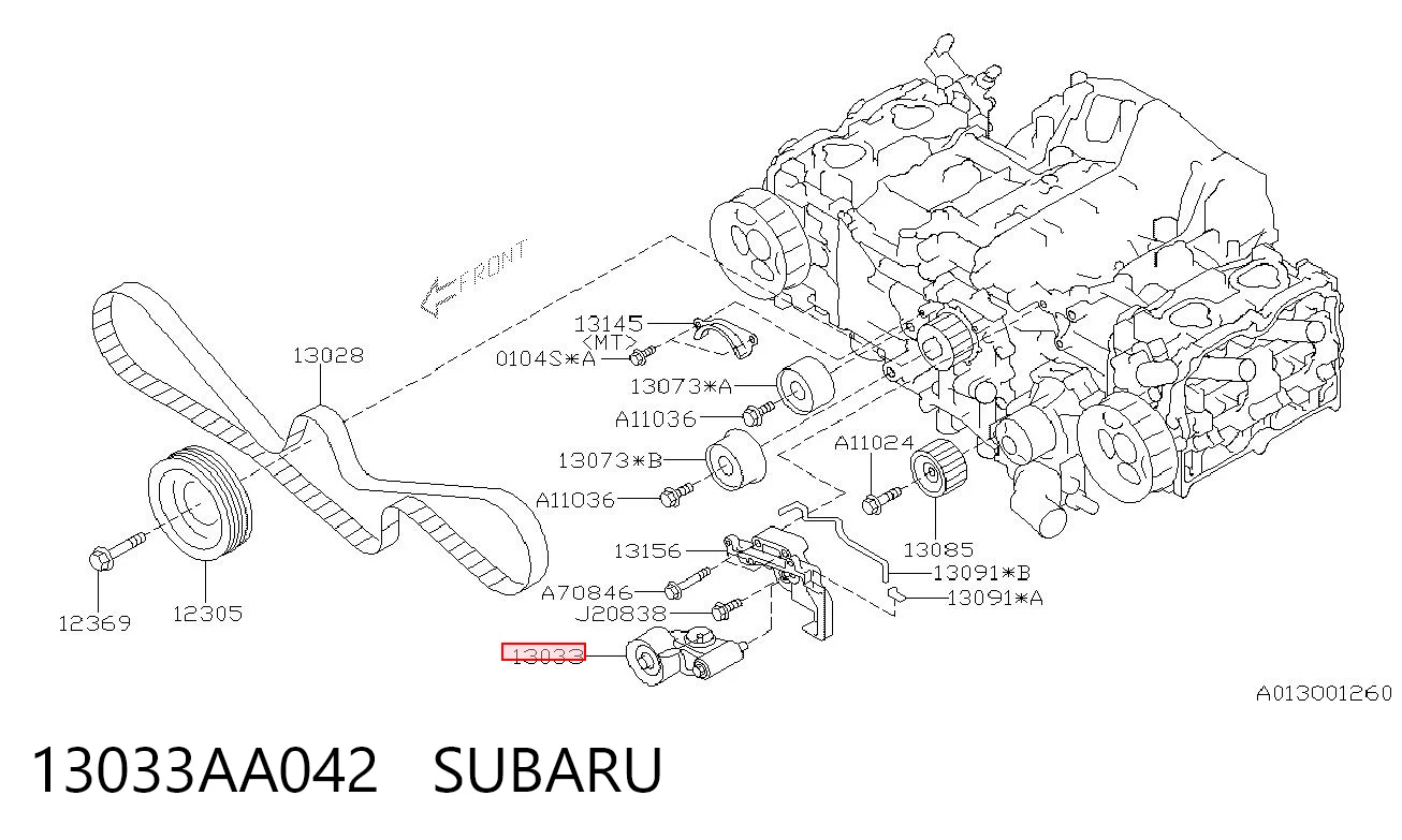 13033AA042 Subaru Reguladora de tensão da correia de transmissão