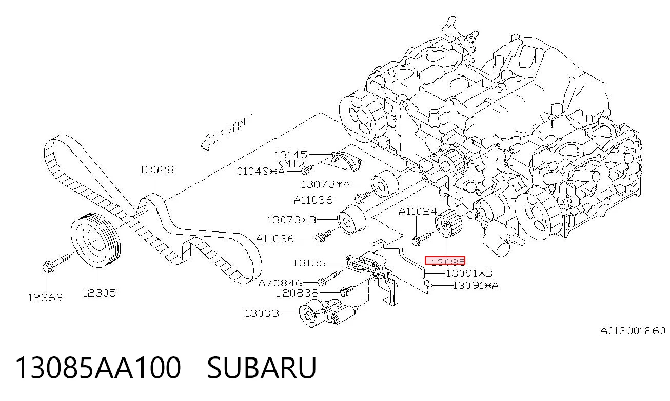 13085AA100 Subaru Rolo parasita da correia do mecanismo de distribuição de gás