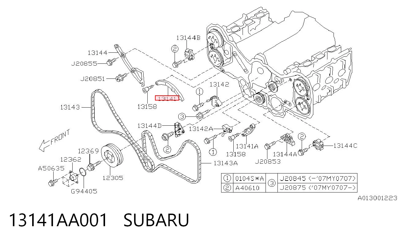 13141AA001 Subaru Sapato de reguladora de tensão da cadeia do mecanismo de distribuição de gás