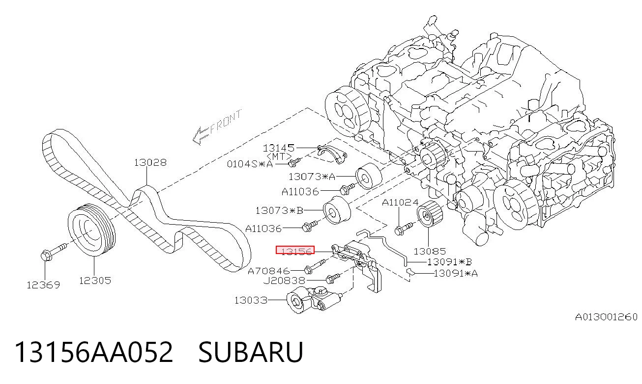 13156AA052 Subaru Consola de reguladora de tensão da correia do mecanismo de distribuição de gás