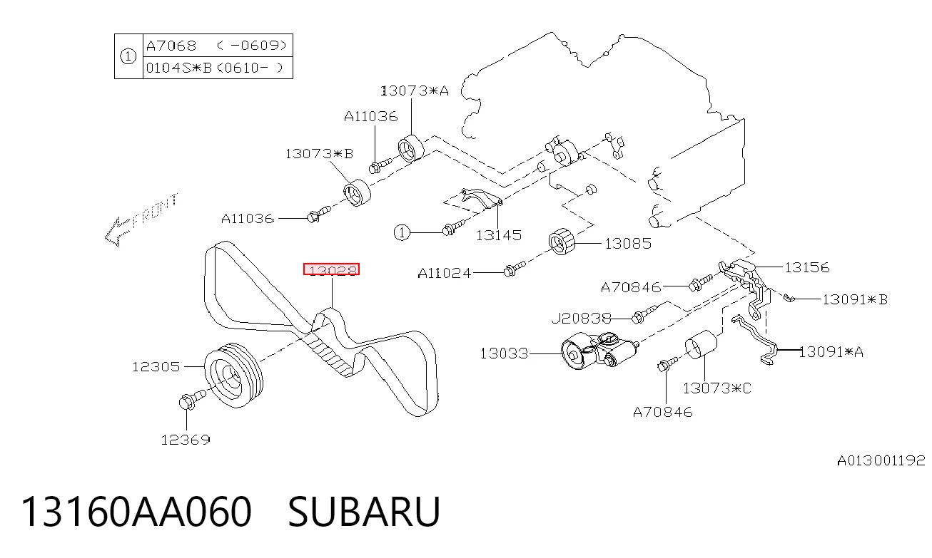13160AA060 Subaru Correia do mecanismo de distribuição de gás