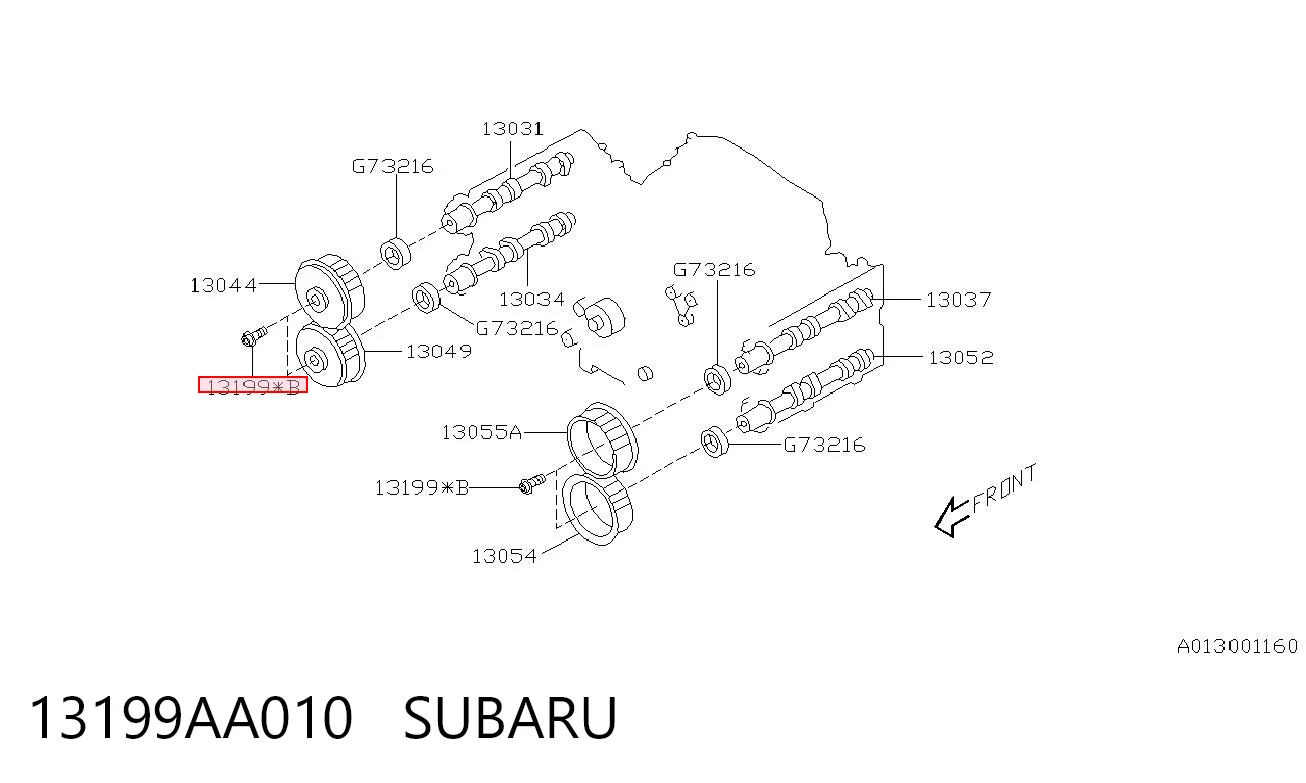 13199AA010 Subaru Parafuso da engrenagem da árvore distribuidora