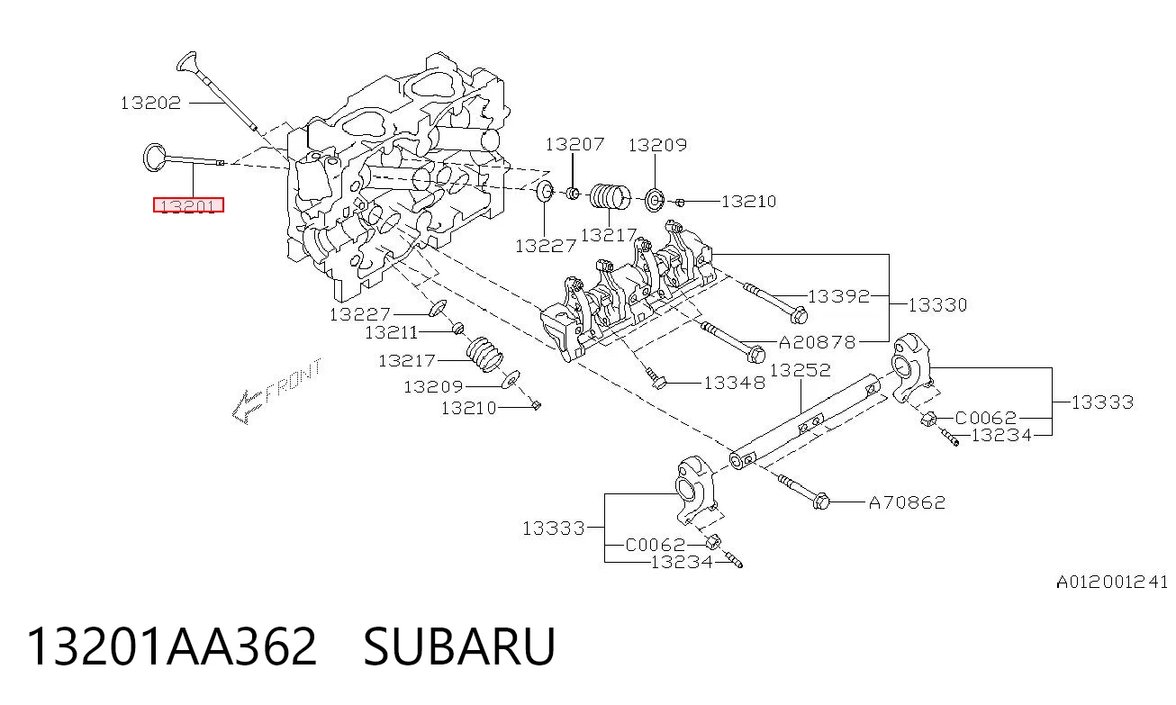 13201AA362 Subaru Válvula de admissão