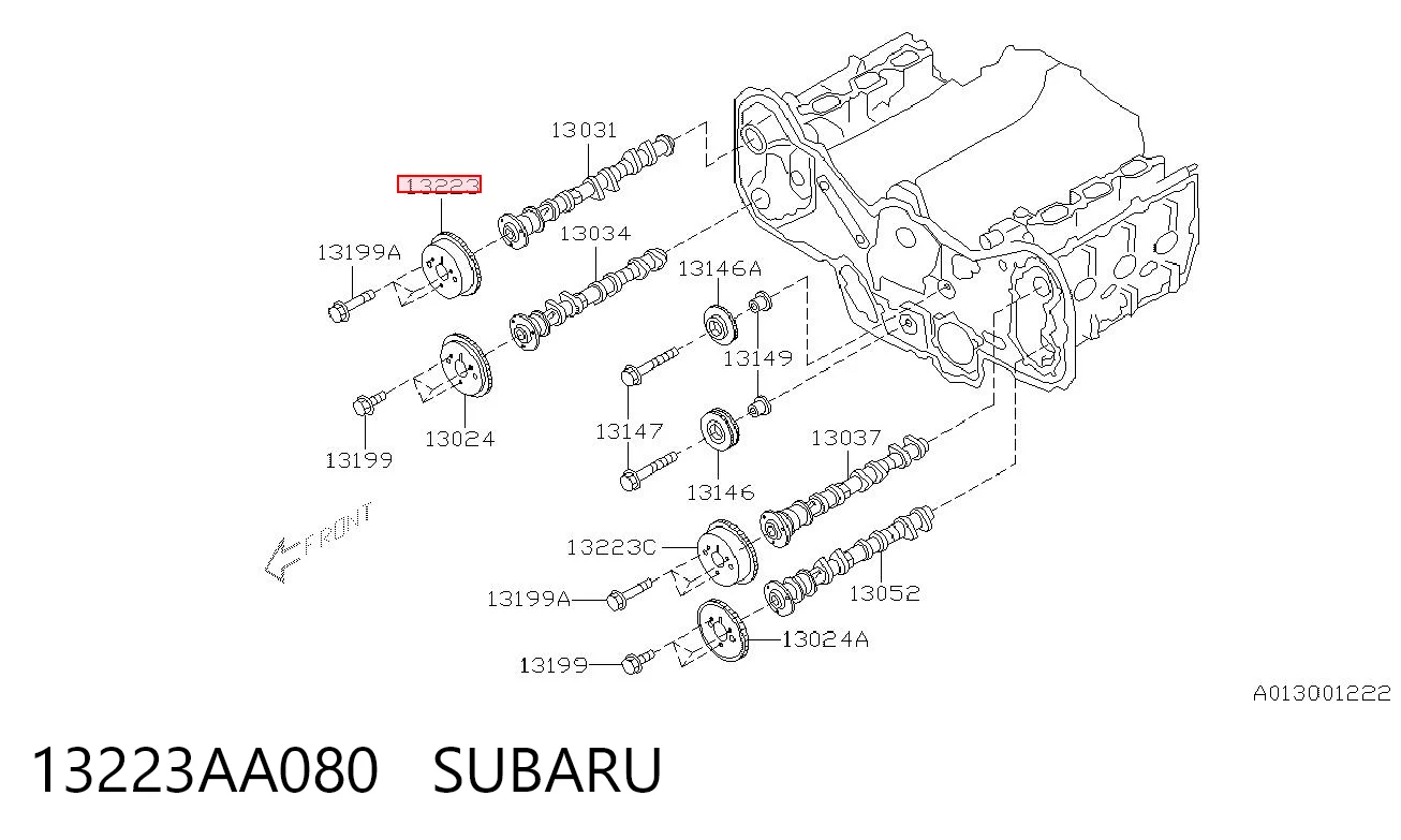 13223AA080 Subaru Engrenagem de cadeia de roda dentada da árvore distribuidora direita de admissão de motor