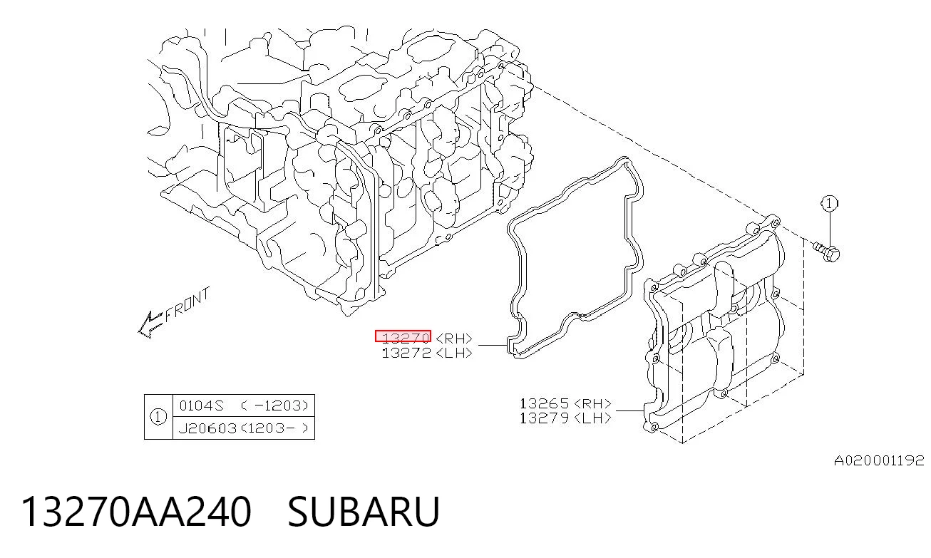 13270AA240 Subaru Vedante direita de tampa de válvulas de motor