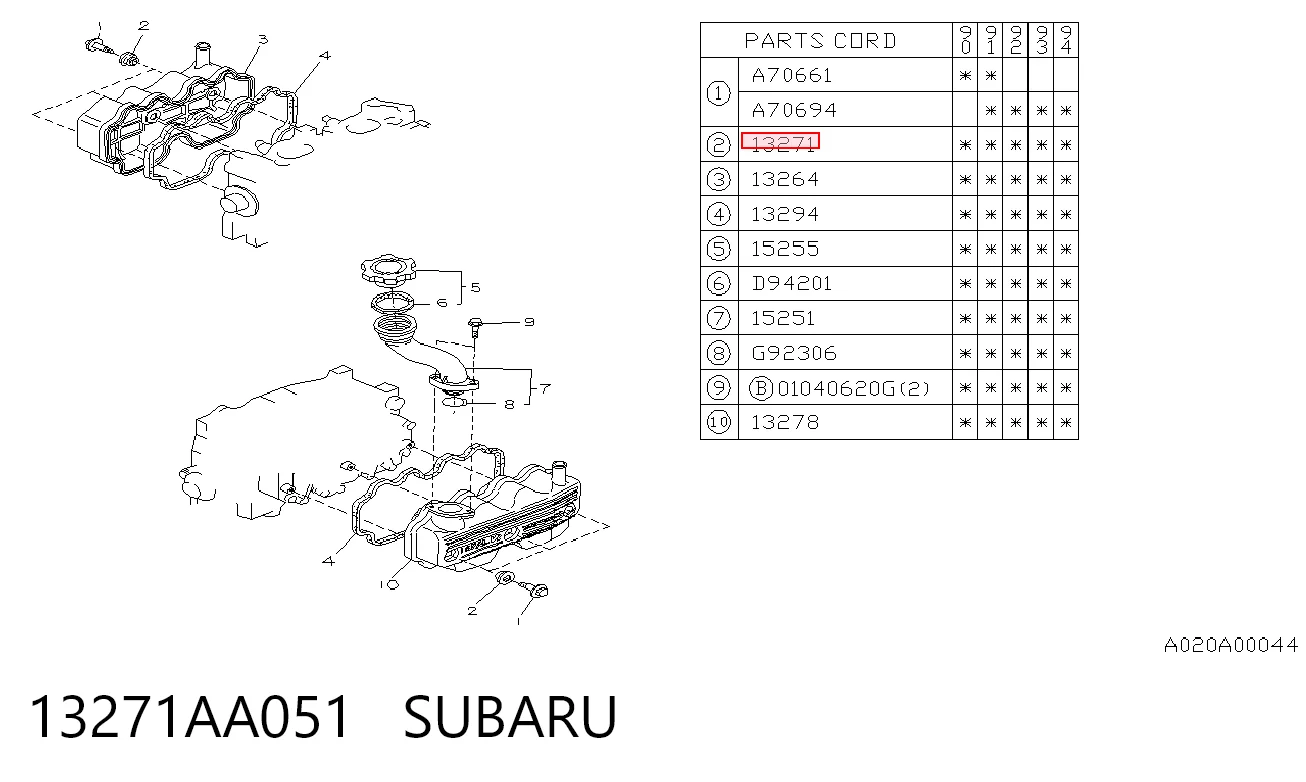 13271AA051 Subaru Arruela de parafuso de cabeça de bloco (CBC)