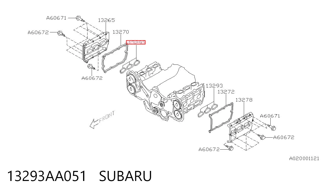 13293AA051 Subaru Vedante da tampa de válvulas de motor, anel
